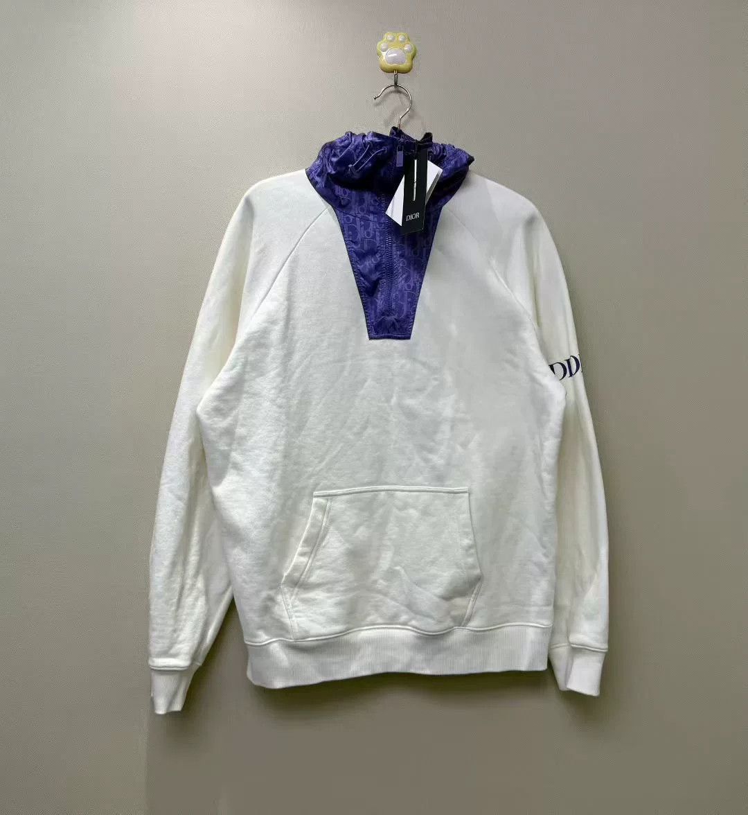 Dior DIOR New White Paneled Nylon Logo Hoodie Size US XL / EU 56 / 4 - 1 Thumbnail