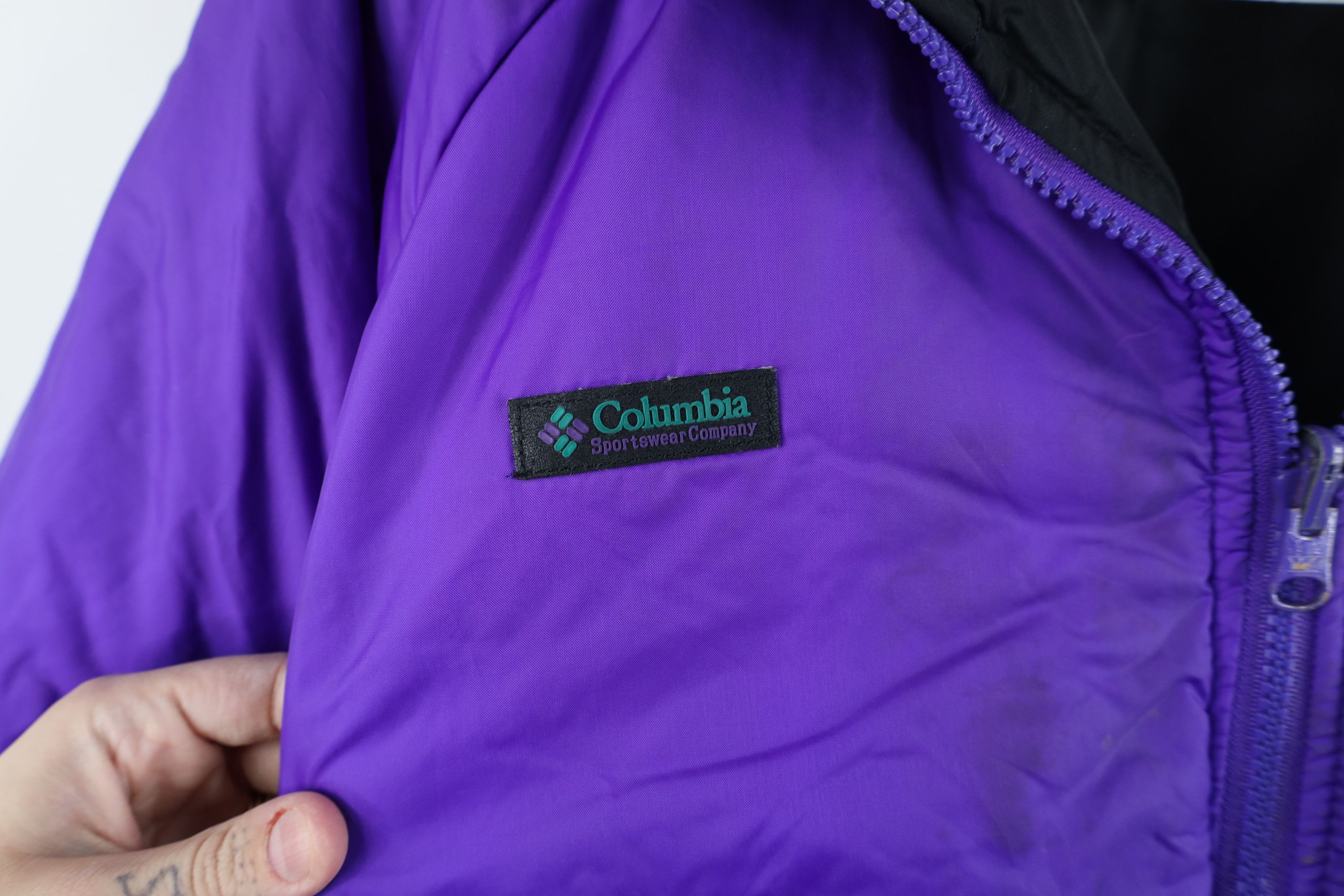 Columbia Vintage 90s Columbia Reversible Bomber Jacket Black Purple Size US L / EU 52-54 / 3 - 15 Thumbnail