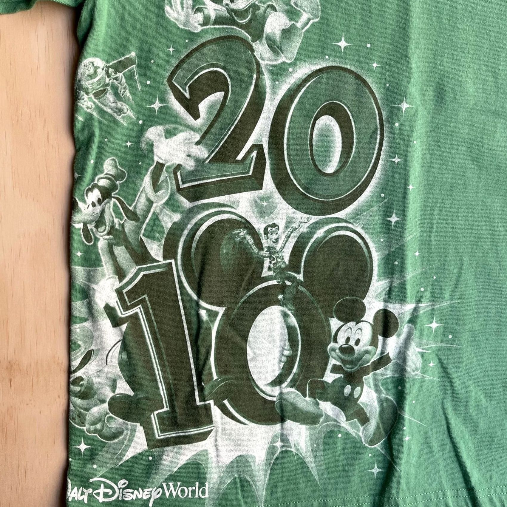 Hanes Walt Disney World Tour 2010 Shirt Mens Large Green Hanes T-Shirt Mickey Pluto Size US L / EU 52-54 / 3 - 2 Thumbnail