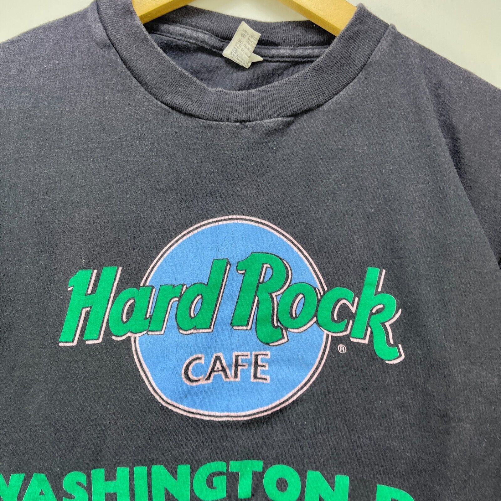 Hard Rock Cafe × Vintage Vintage 90s Sun Faded Black Hard Rock Cafe Washington DC Med Size US M / EU 48-50 / 2 - 3 Thumbnail