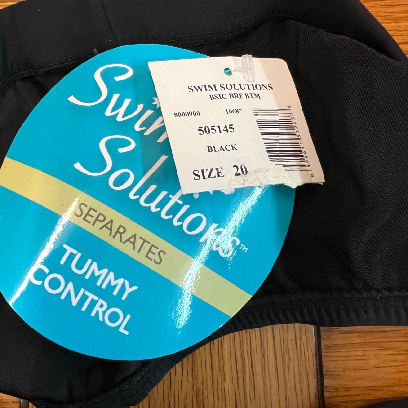 Vintage Swim Solutions Bikini Bottom Size 20 Black High Waist Elastic Stretch Womens Size 42" / US 20 - 4 Thumbnail