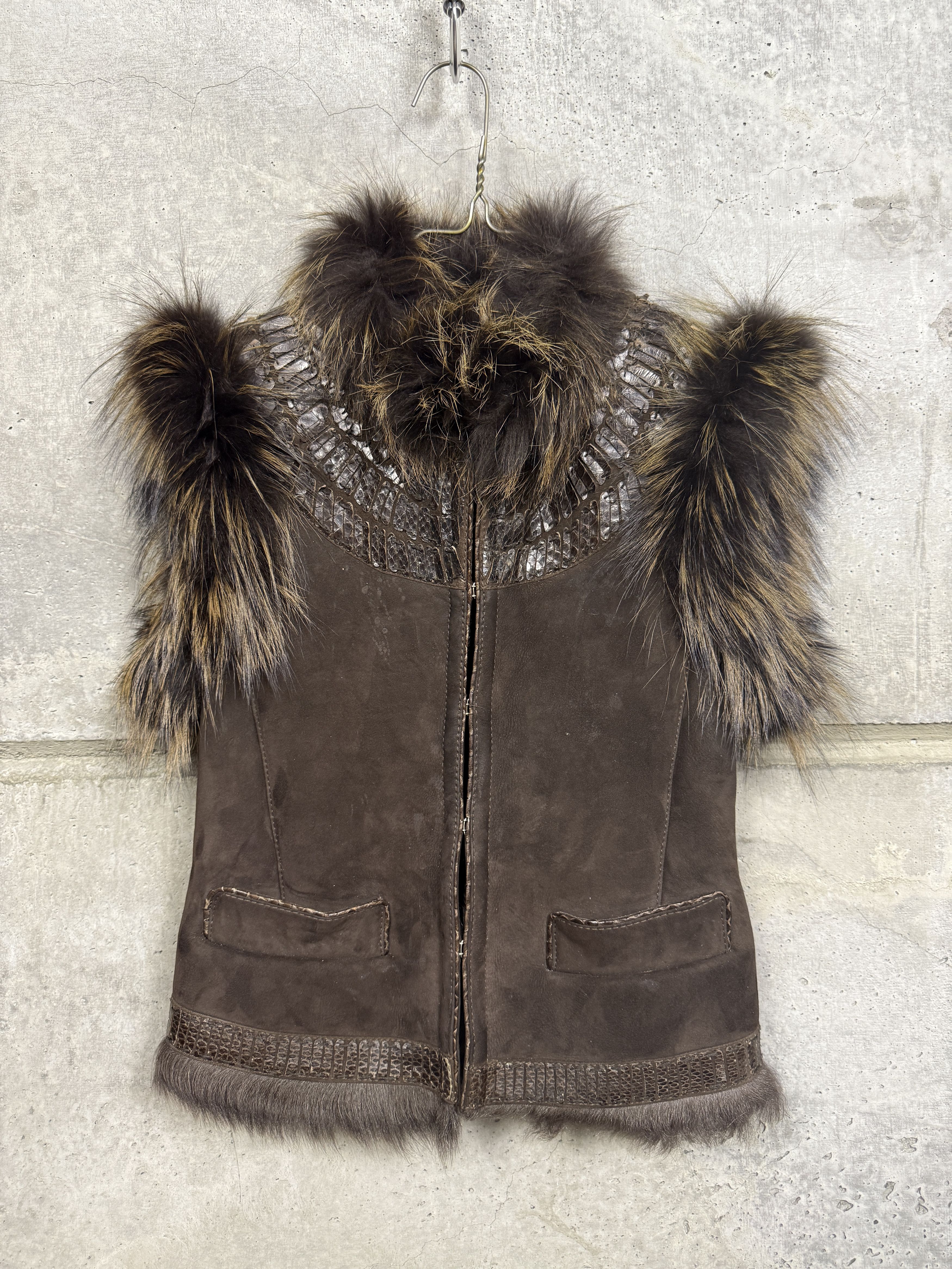 Roberto Cavalli Roberto Cavalli Leather Fox Fur + Snakeskin Vest Size XS / US 0-2 / IT 36-38 - 1 Thumbnail