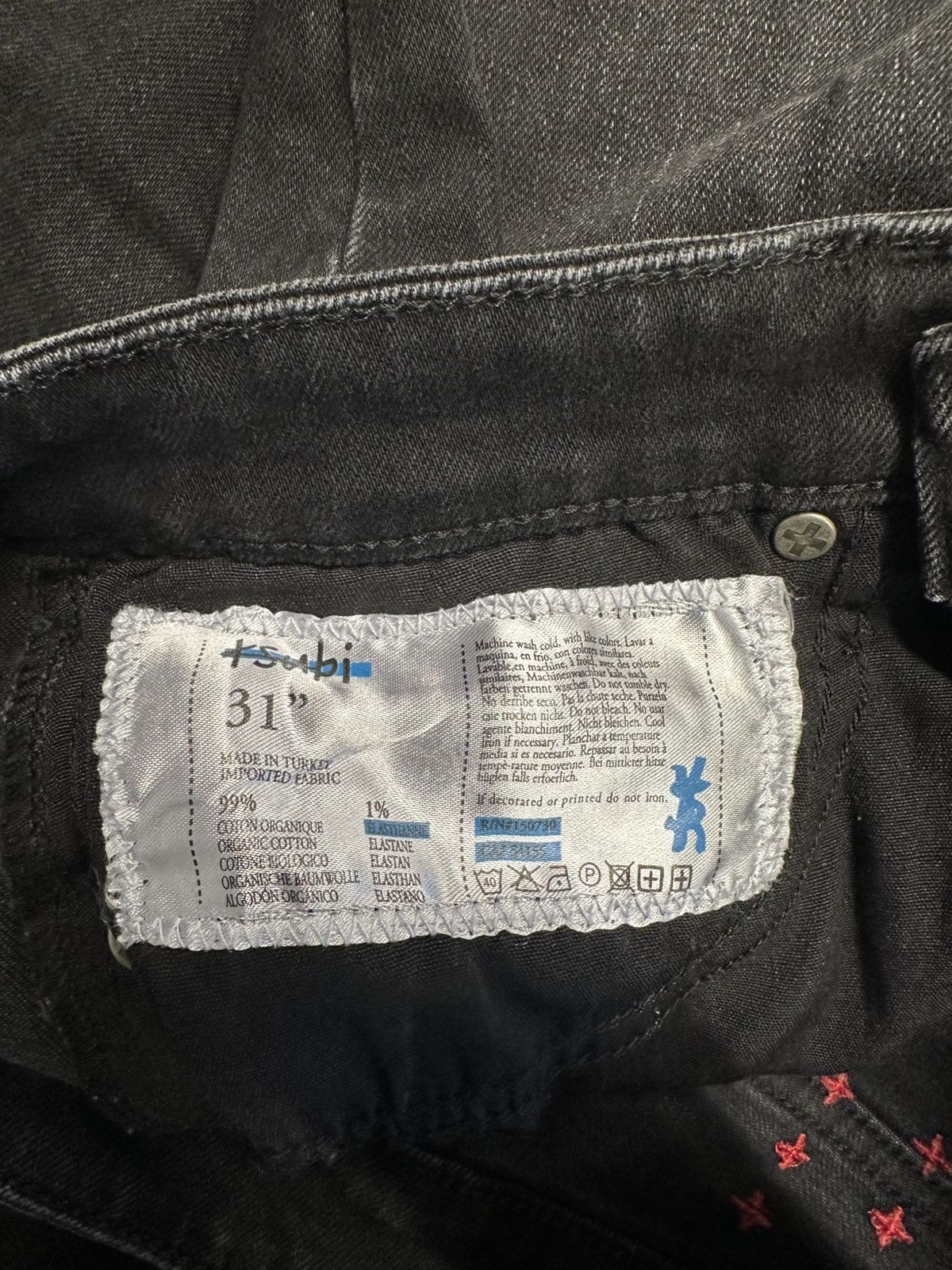 Ksubi Ksubi Red Stitched Patch Black Denim Jeans Size 31 Size US 31 - 5 Thumbnail
