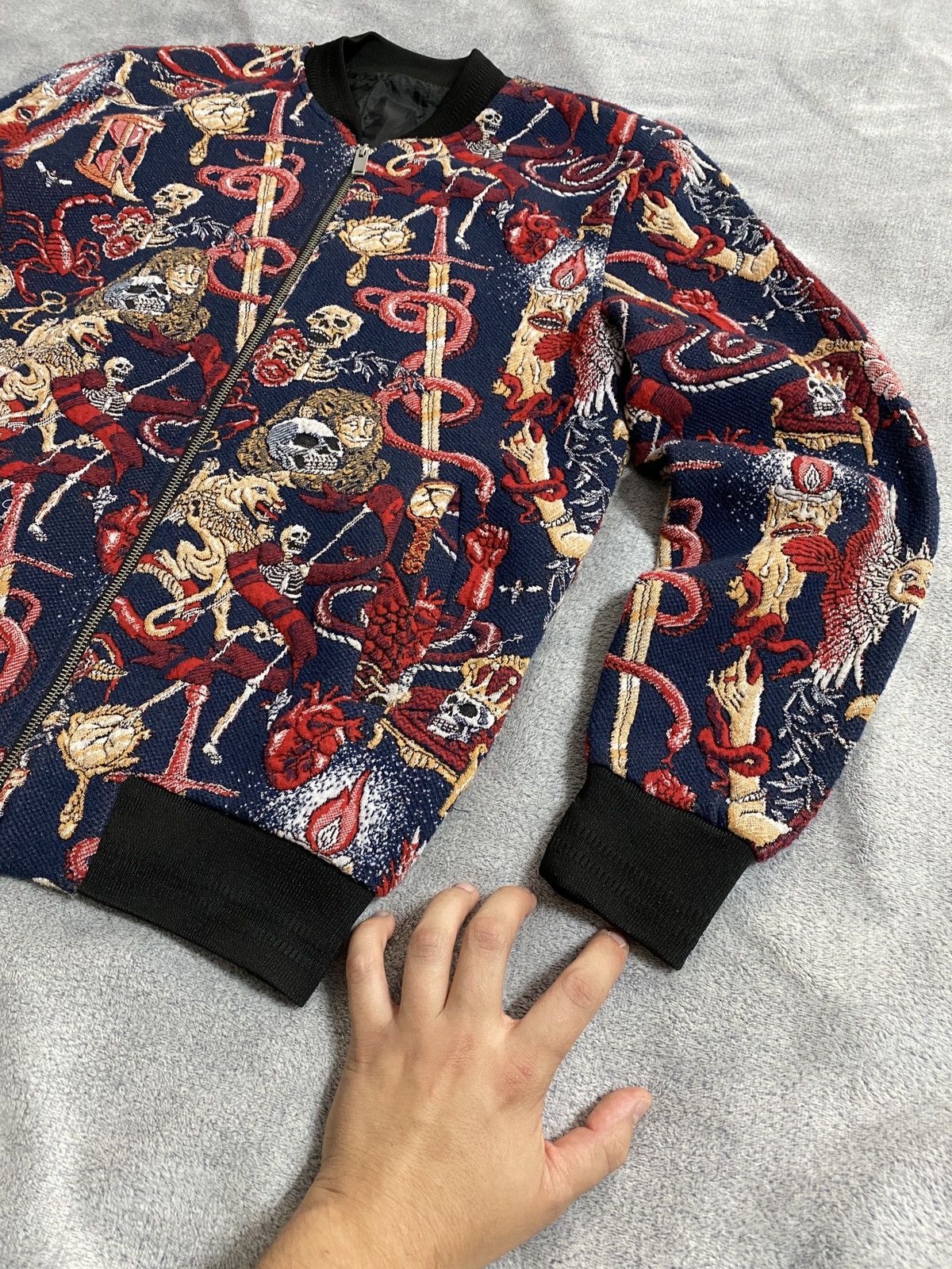 Japanese Brand All-Over Embroidery Skelet Bomber Gothic Aesthetic japanese Size US S / EU 44-46 / 1 - 5 Thumbnail