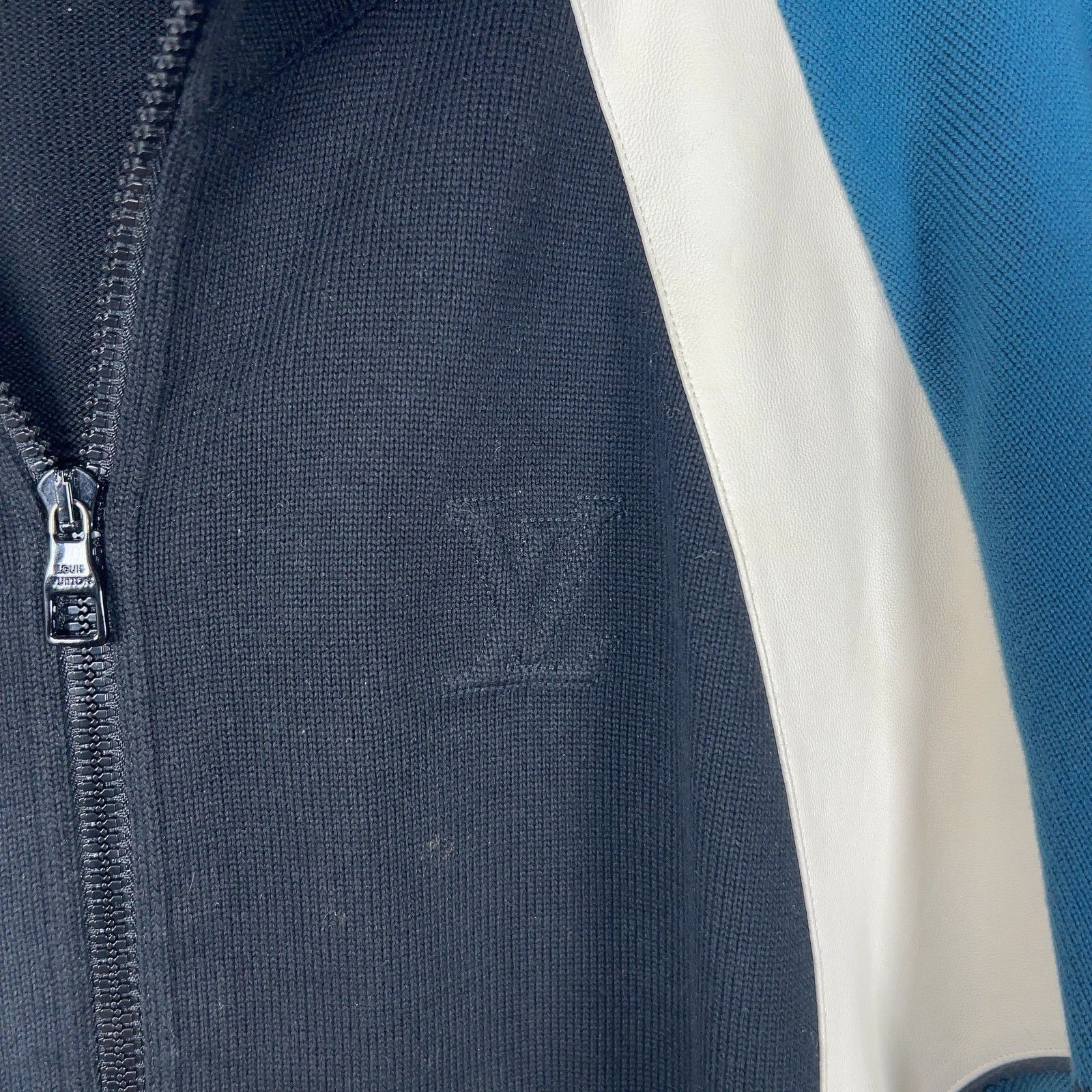 Louis Vuitton Louis Vuitton Color Block Leather/Knit Track Jacket Size US XXL / EU 58 / 5 - 4 Thumbnail