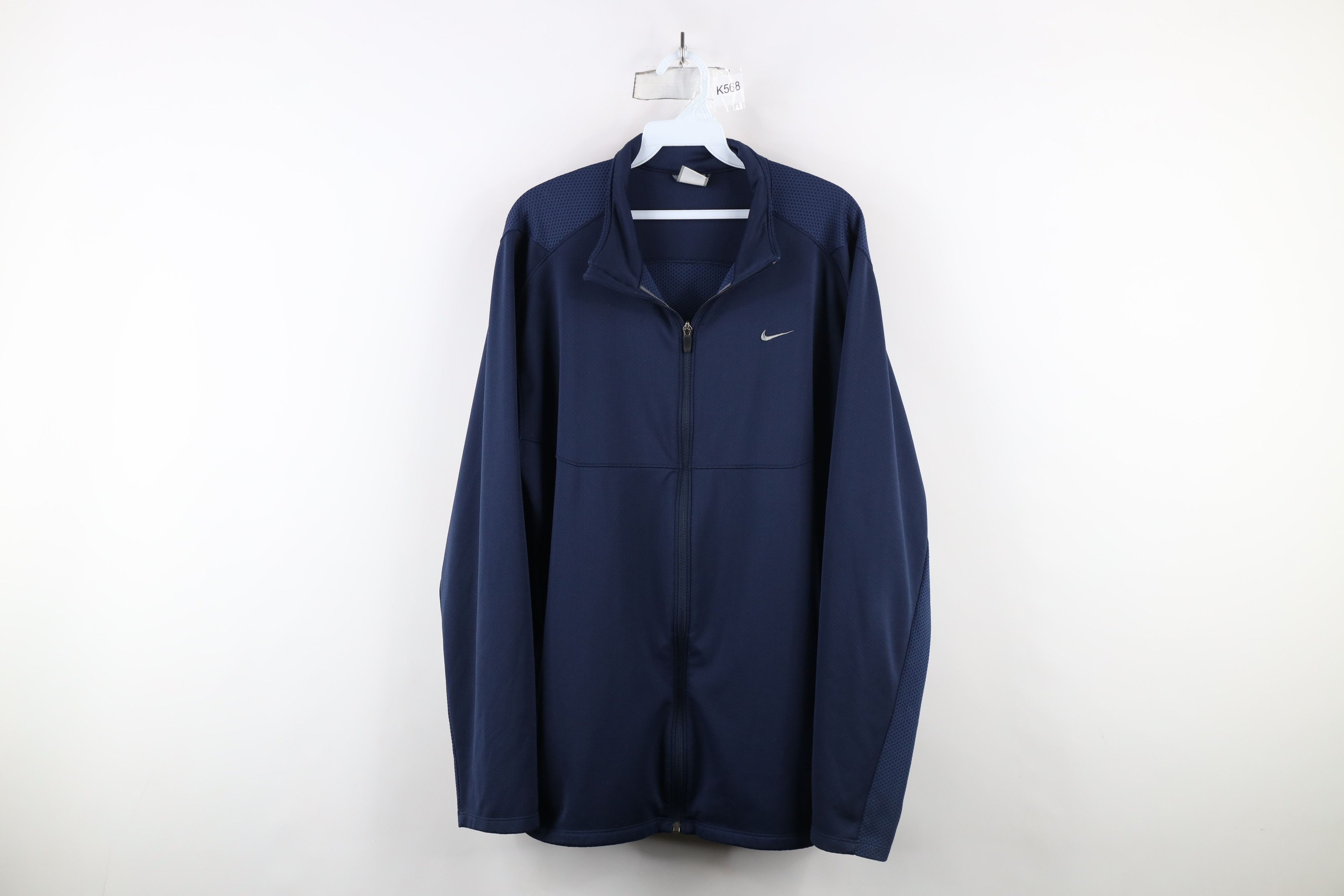Nike × Vintage Vintage Nike Mini Swoosh Knit Full Zip Warm Up Jacket Blue Size US XL / EU 56 / 4 - 1 Thumbnail