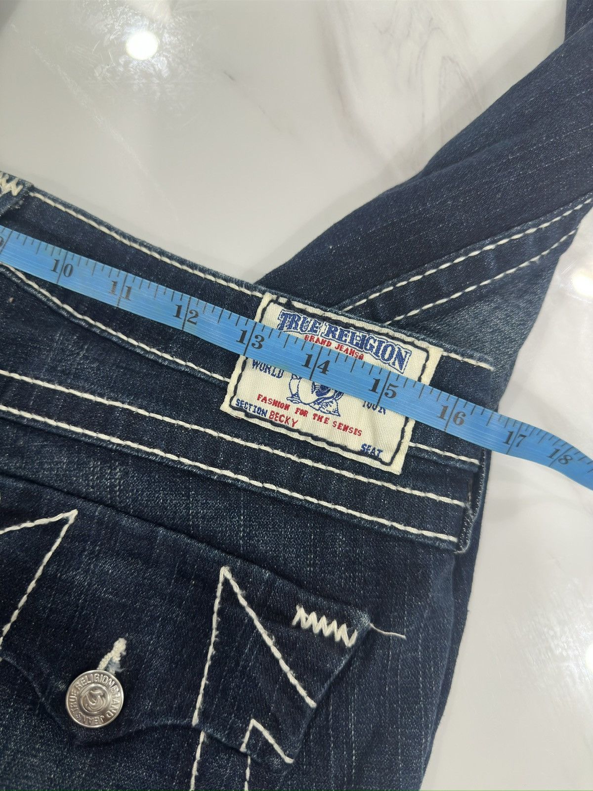 True Religion × Vintage Bootcut True Religion White Stich On Black Size US 33 - 14 Thumbnail