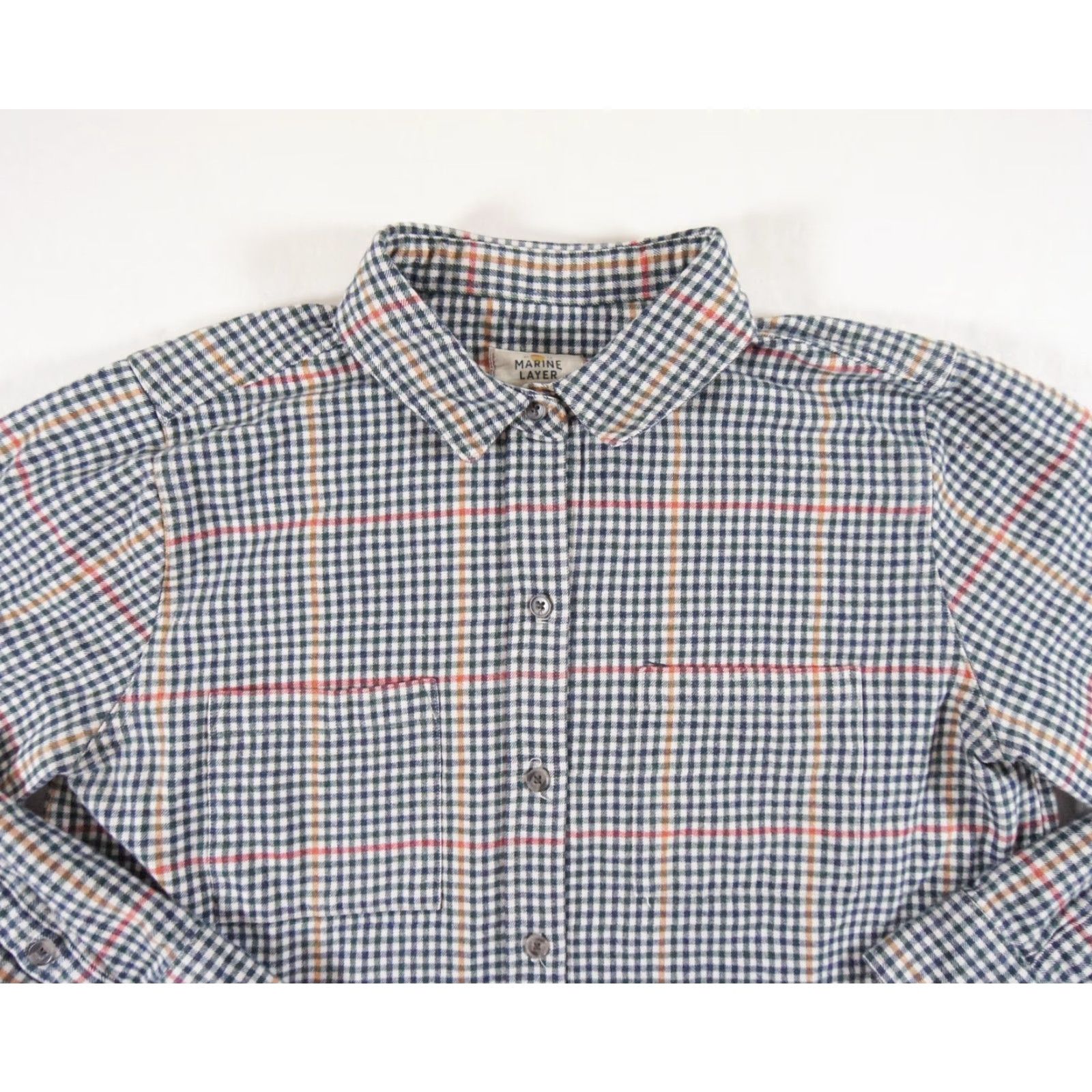 Marine Layer Marine Layer Women's Flannel Shirt Large Button Down Long Sleeve Multicolor Check Casual Size L / US 10 / IT 46 - 2 Thumbnail