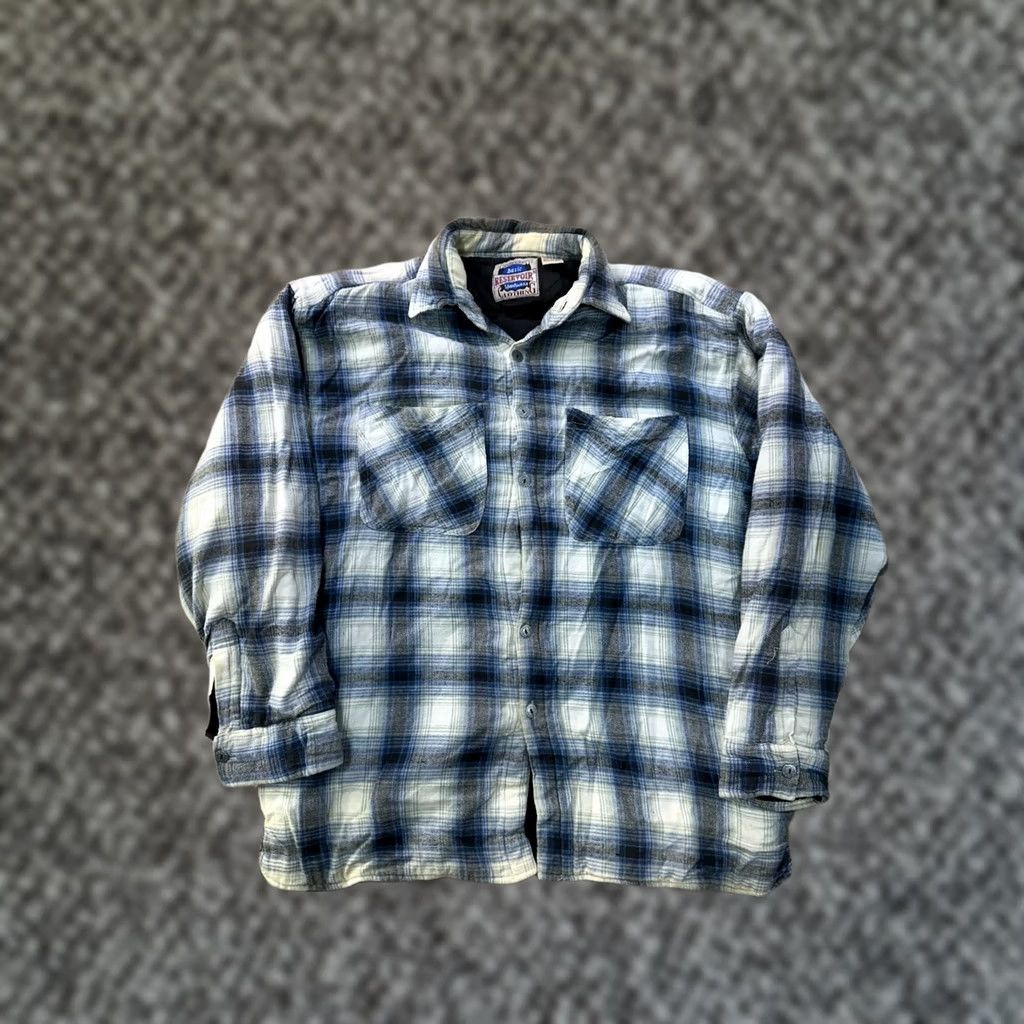 Vintage VINTAGE Quilt Lined Flannel Shirt Jacket Mens Large Plaid Workwear Button Front Blues Reservoir Clothing Quilted Lined Jacket Cowboy Western Size US L / EU 52-54 / 3 - 1 Thumbnail