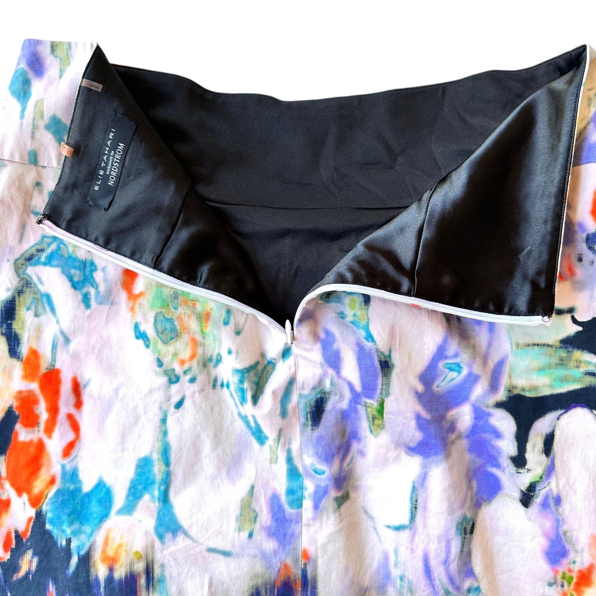 Elie Tahari × Nordstrom Elie Tahari Nordstrom Watercolor Skirt Size 12 A Line Zip Size 32" / US 10 / IT 46 - 8 Thumbnail
