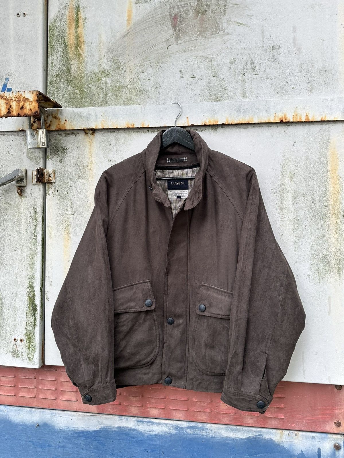 👹Vintage Element Brown Suede Bomber Jacket