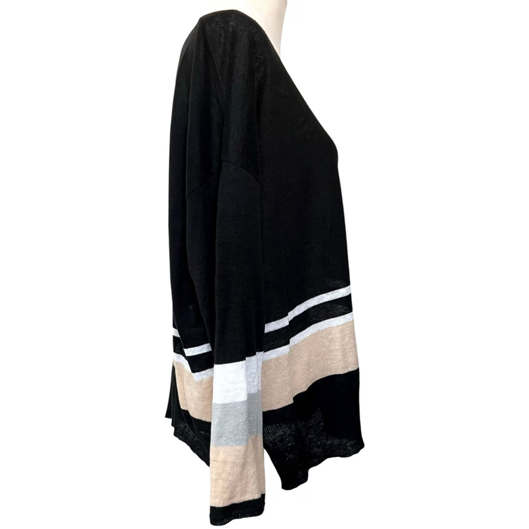 Vintage Lisa Todd 100% Linen Sweater Long Sleeve Black Beige Lightweight Plus Size 1X Woman Pullover Linen 1X Womens Black Beige Long Sleeve Size XL / US 12-14 / IT 48-50 - 6 Thumbnail