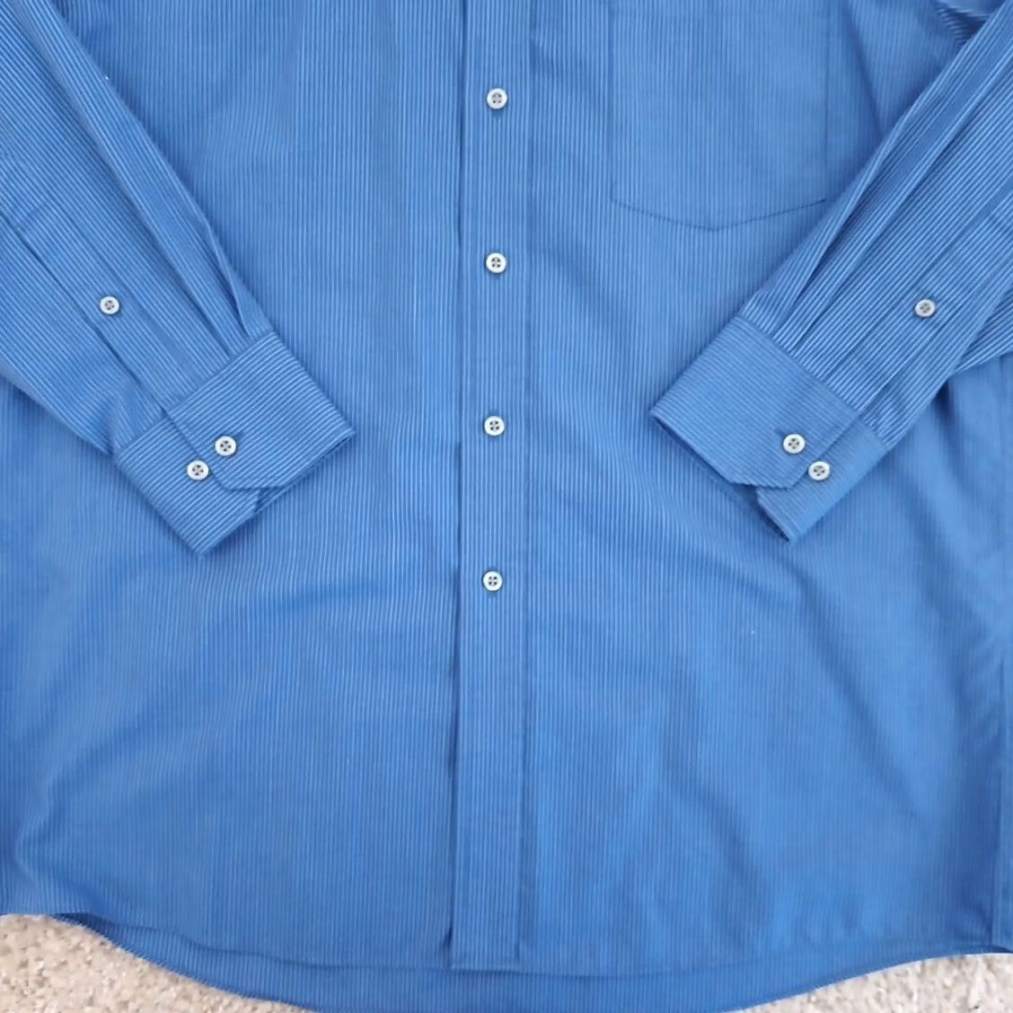 Joseph Abboud Joseph Abboud Shirt Mens Size 16 Blue Striped Long Sleeve Button-Up Cotton Regular Mens Size US L / EU 52-54 / 3 - 3 Thumbnail