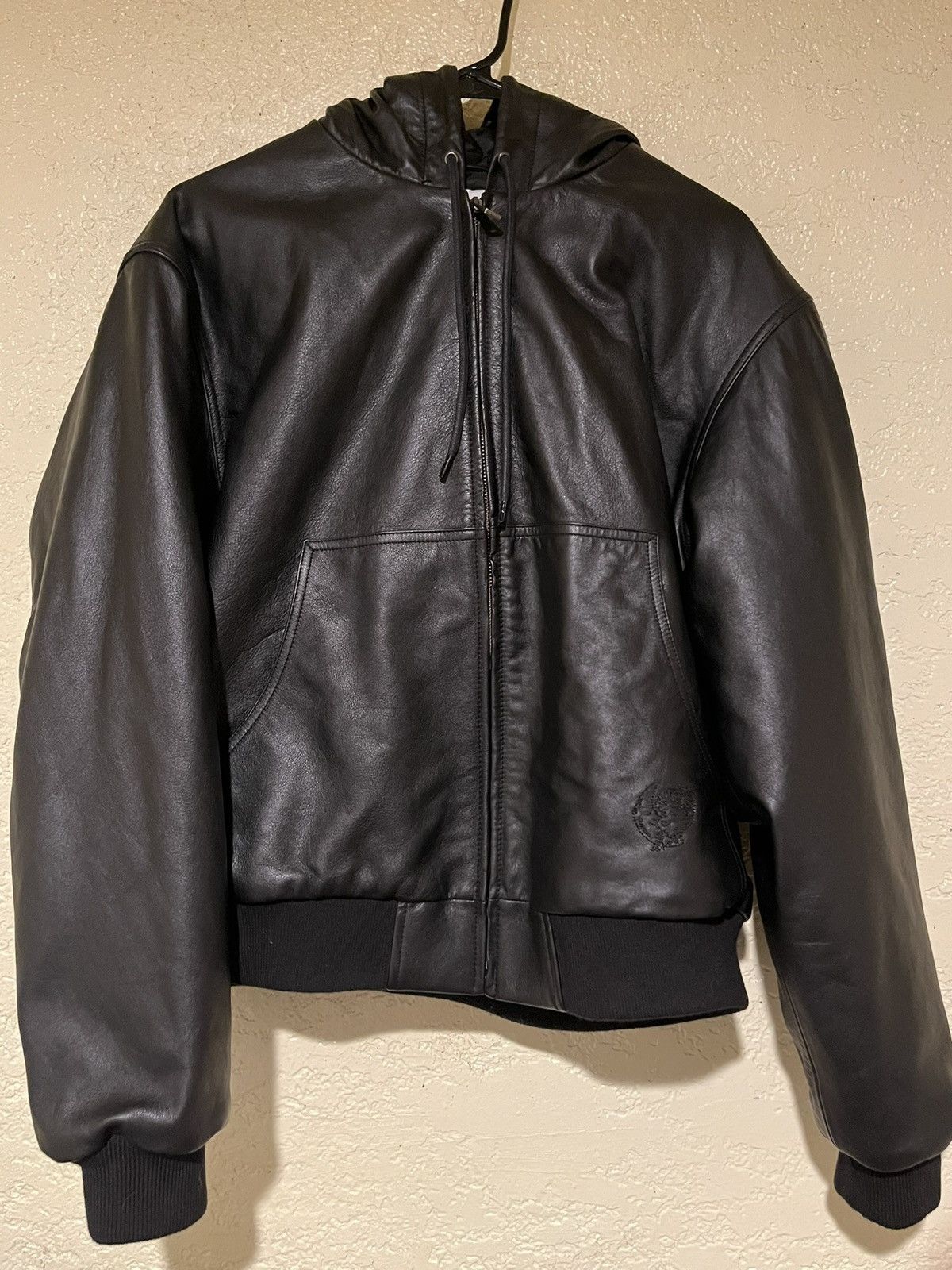 Sky High Farm Workwear Hooded Leather Jacket Black