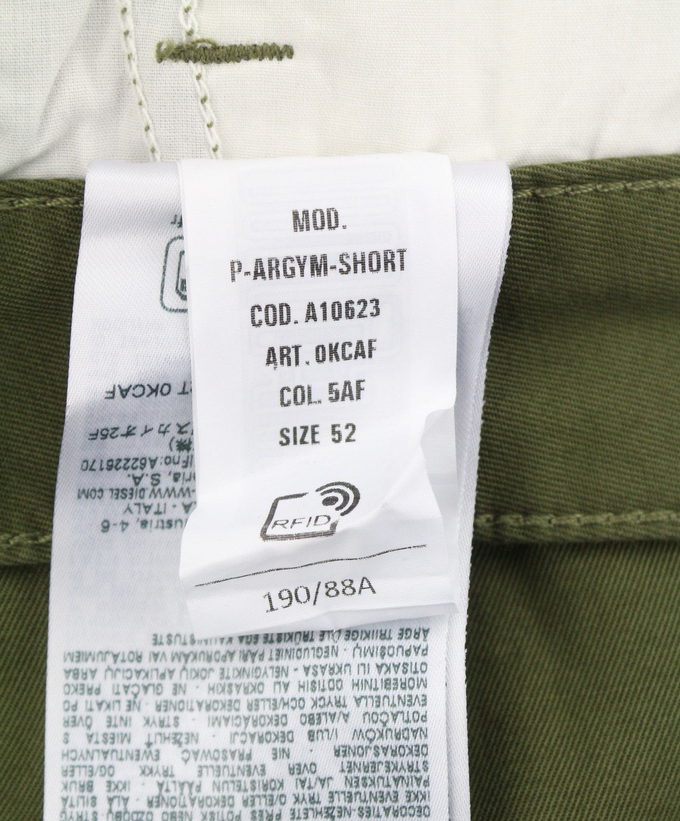 P-ARGYM 52 W37 Khaki Green Cargo Shorts 91372