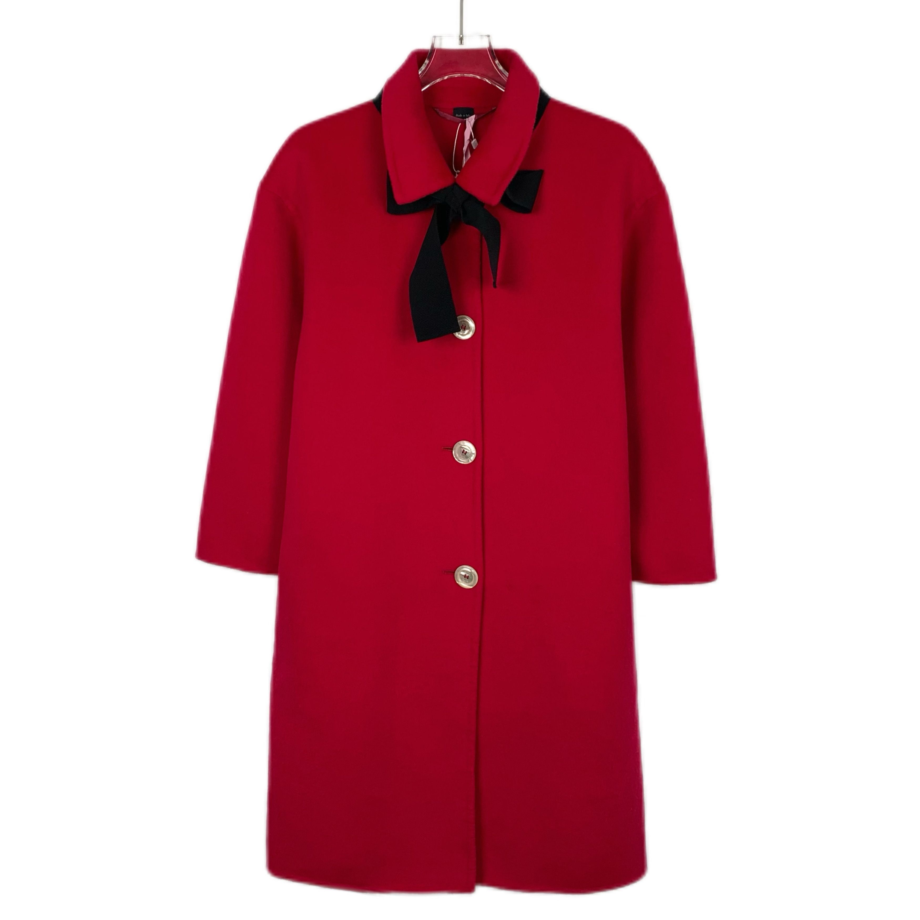 Gucci Gucci Red Wool Bow Collar Coat (Size M) Size M / US 6-8 / IT 42-44 - 1 Thumbnail