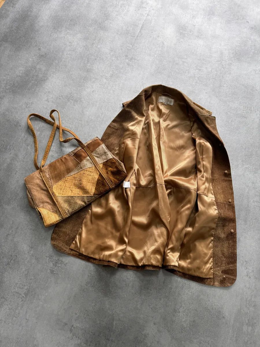 Roberto Cavalli 1990s Roberto Cavalli Leather Patchwork Jacket & Bag Set Size S / US 4 / IT 40 - 3 Thumbnail