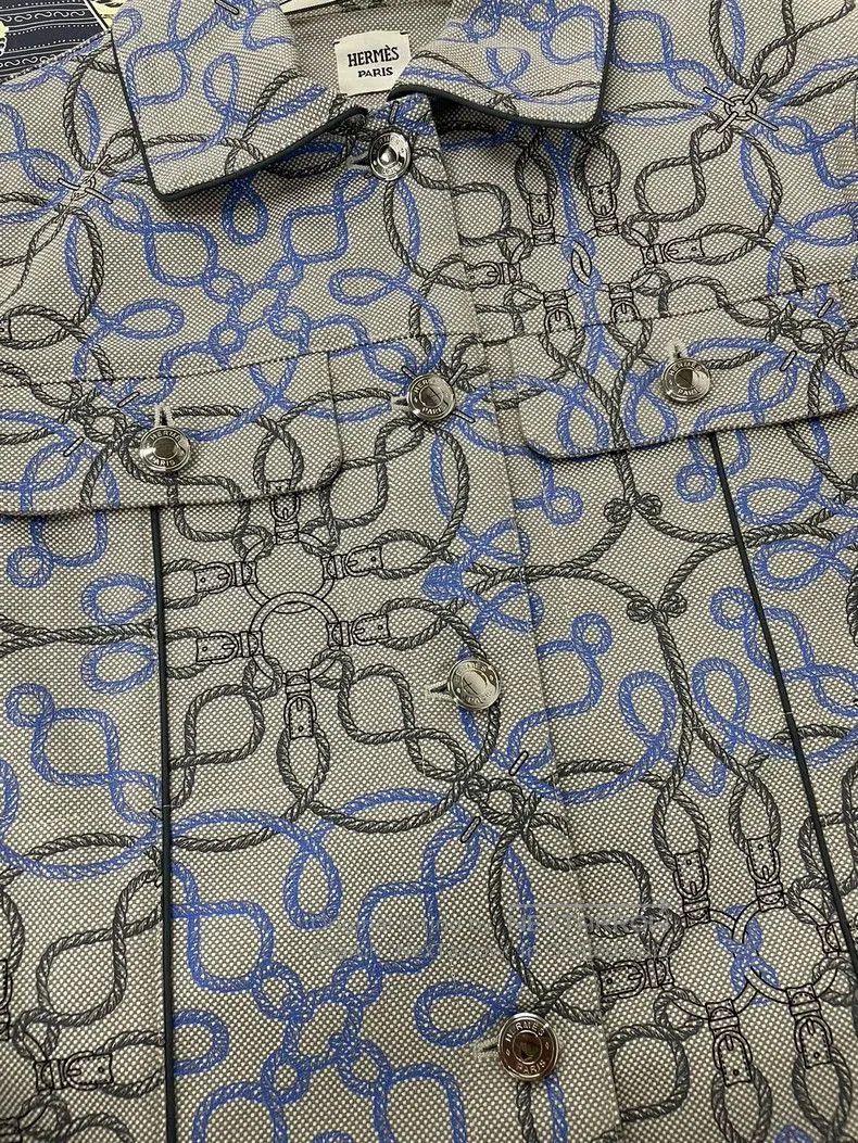 Hermes Hermes Gray Printed Denim Jacket. Size US M / EU 48-50 / 2 - 2 Thumbnail