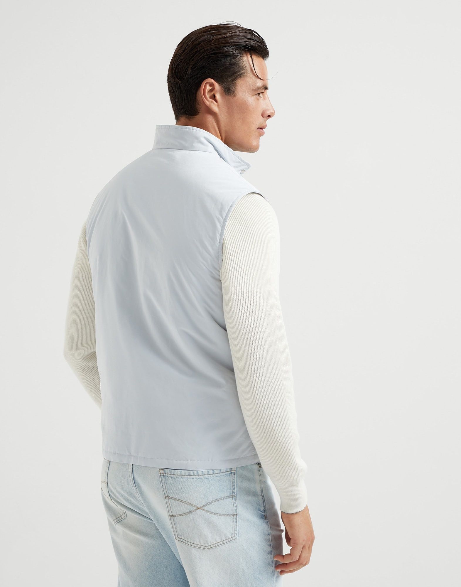 Brunello Cucinelli o1la1rc1a0326 Water-Resistant Microfiber Vest in Light Blue Size US S / EU 44-46 / 1 - 2 Thumbnail