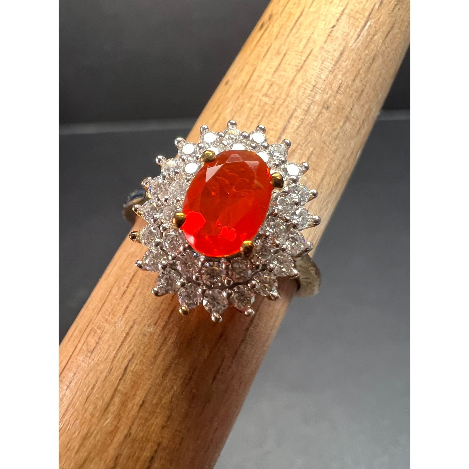 Other Mexican Cherry fire opal moissanite ring in vermeil size 5 Size ONE SIZE - 11 Thumbnail