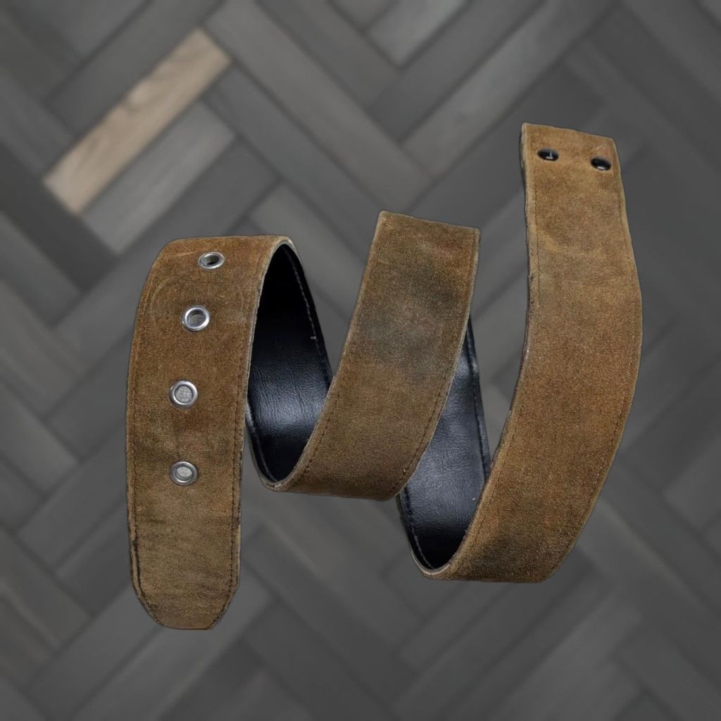 Vintage vintage western belt Handcrafted brown Leather 36 belt Buckle SUEDE Cowhide 1-7/8" wide Men Mens Size 36 - 1 Thumbnail