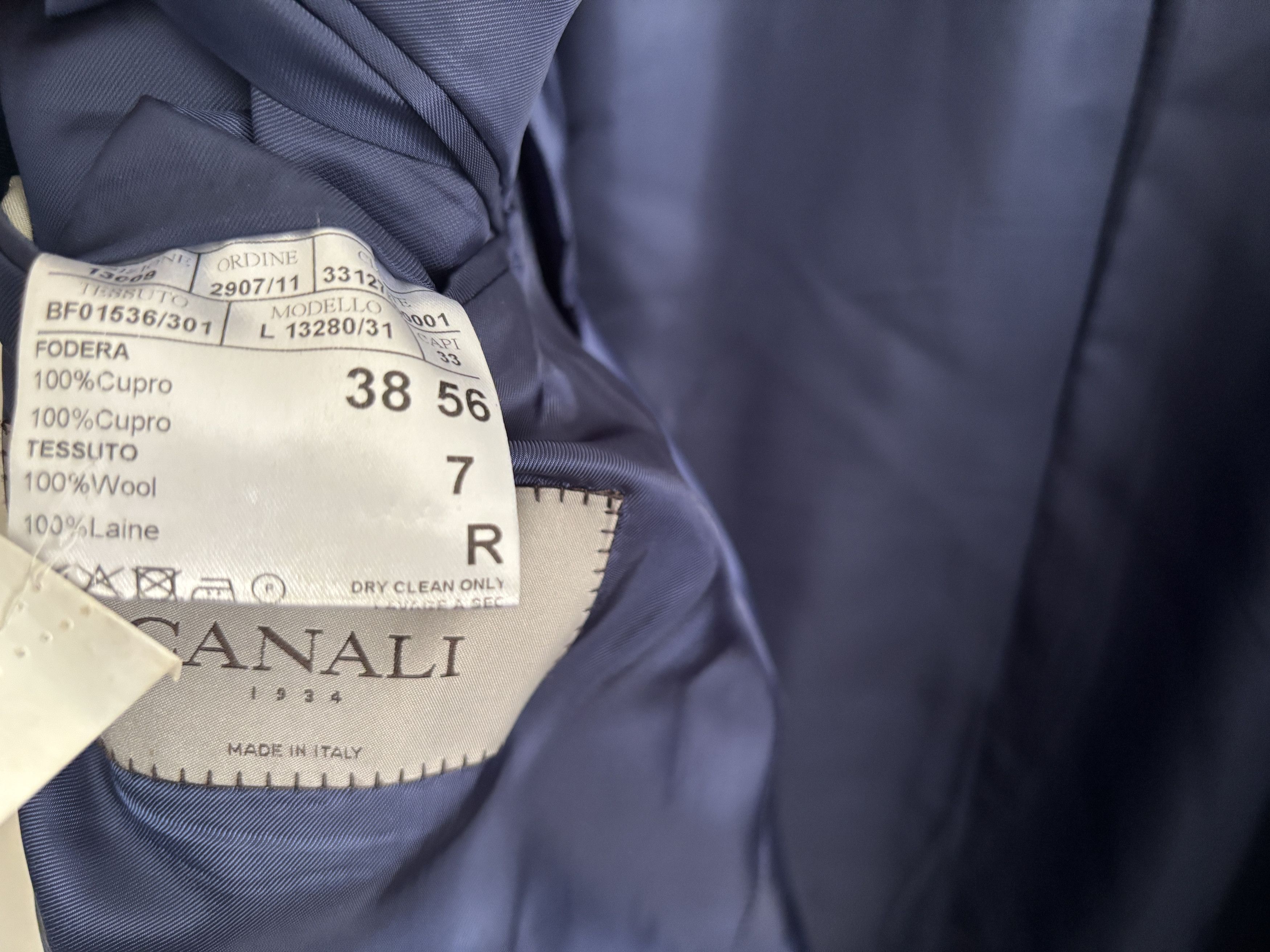 Canali $2100 Windowpane Check Blue Suit - Size 46. Pants 36-37 Size 46R - 8 Thumbnail