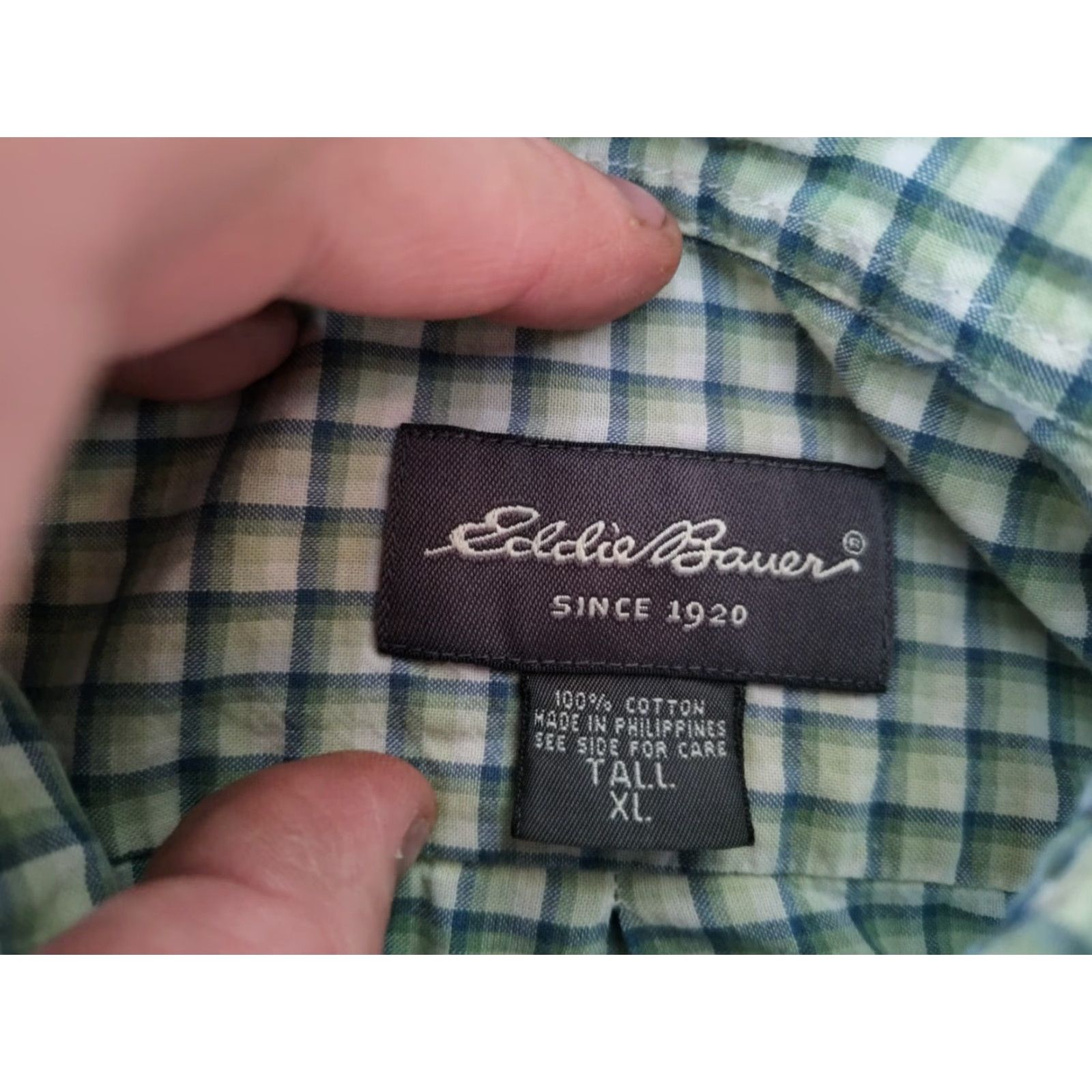 Vintage LL Bean Button-Down Shirt | Mens XL Tall | Green Plaid Flannel | 100% Cotton | Long Sleeve Size US XL / EU 56 / 4 - 6 Thumbnail