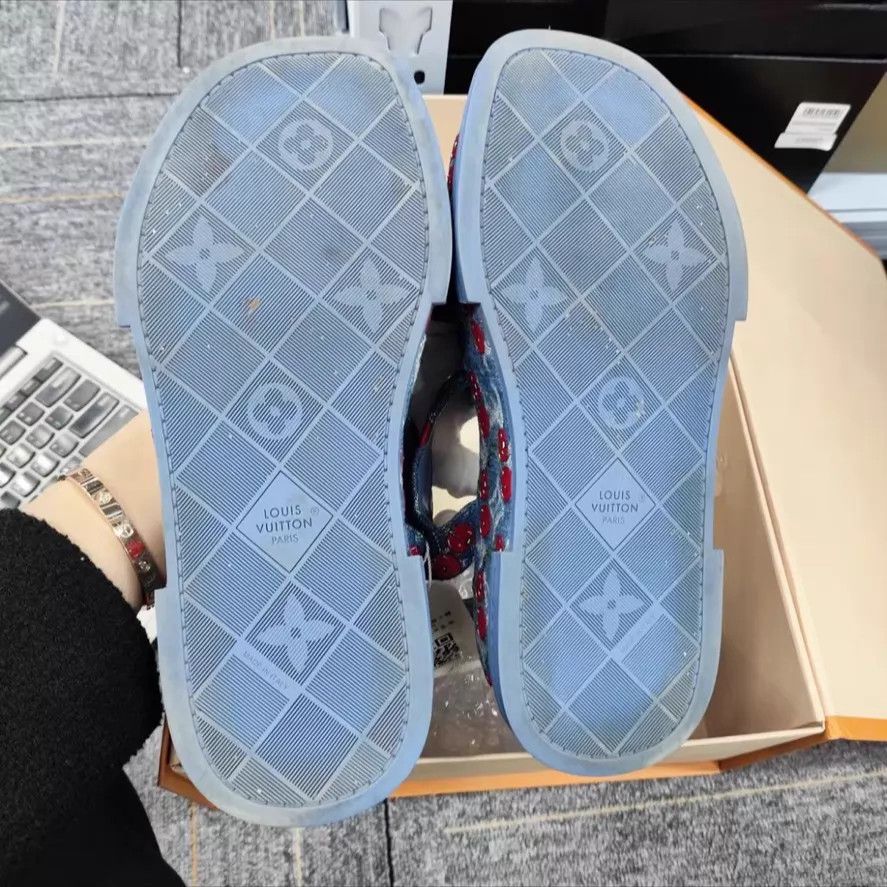 Louis Vuitton LV Murakami Cherry Denim Sandal EU37 Size US 6.5 / IT 36.5 - 3 Thumbnail