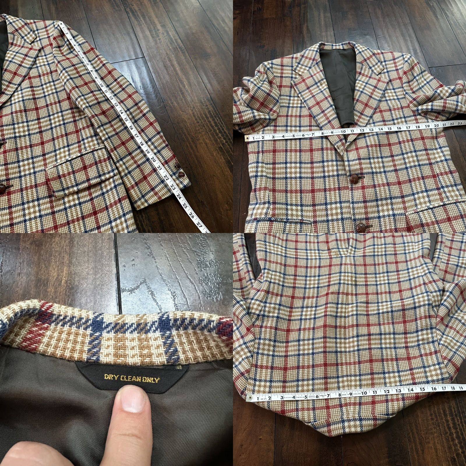 Vintage VTG Suit Jacket 40 Wool Tan Pinstripe Rockabilly 1970s 1960s Vintage Sportcoat Men’s Womens? Size 40R - 8 Thumbnail