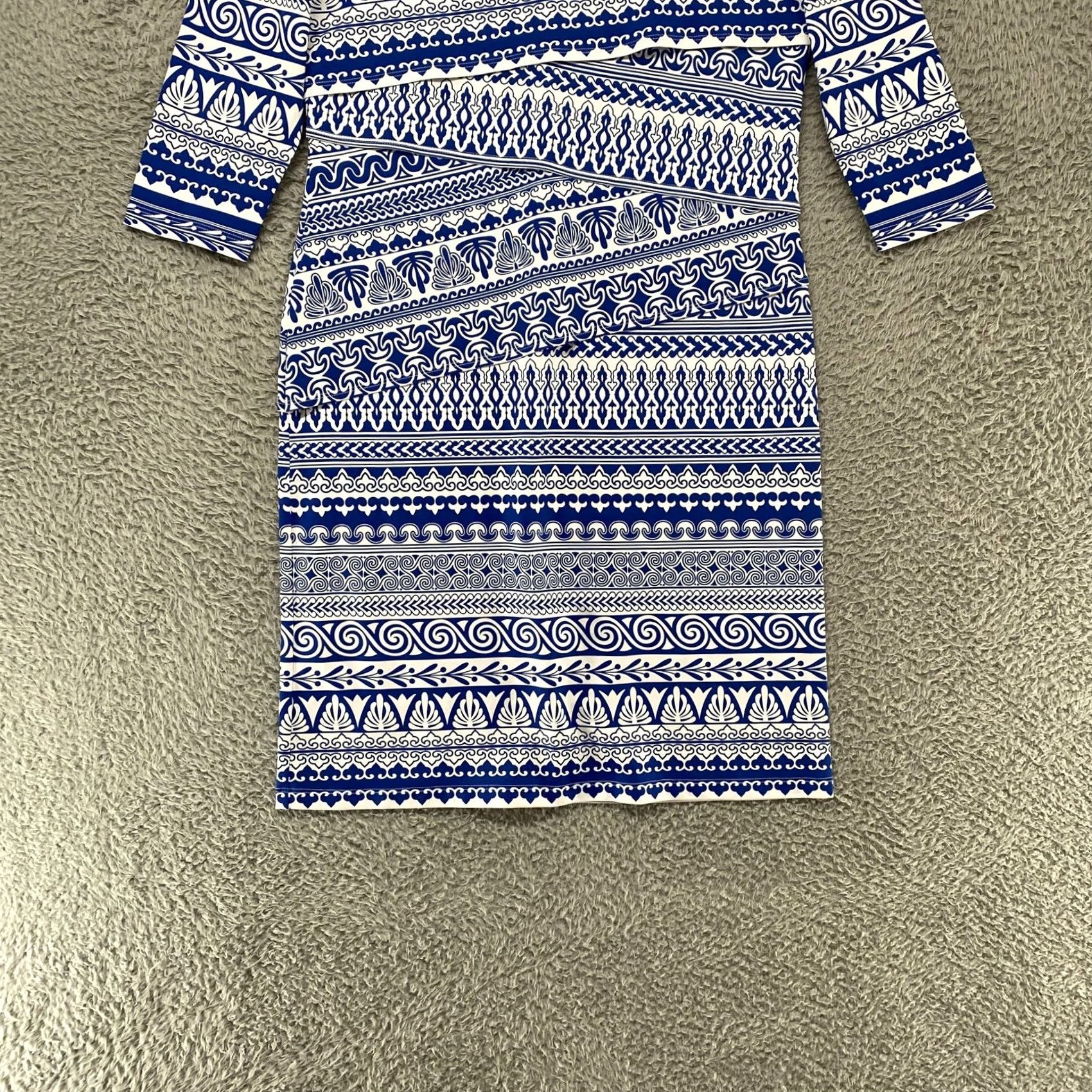 J.McLaughlin J. McLaughlin Dress Womens M Catalina Cloth Geometric 3/4 Sleeve Stretch Shift Size M / US 6-8 / IT 42-44 - 2 Thumbnail