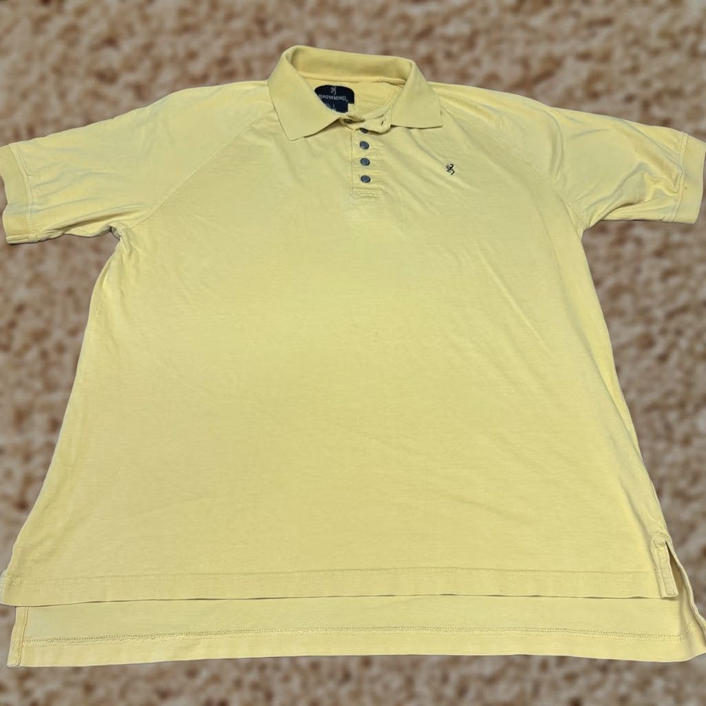 Vintage Browning Polo Shirt Mens Large Yellow Embroidered Logo Hunting Outdoor Casual Size US L / EU 52-54 / 3 - 1 Thumbnail