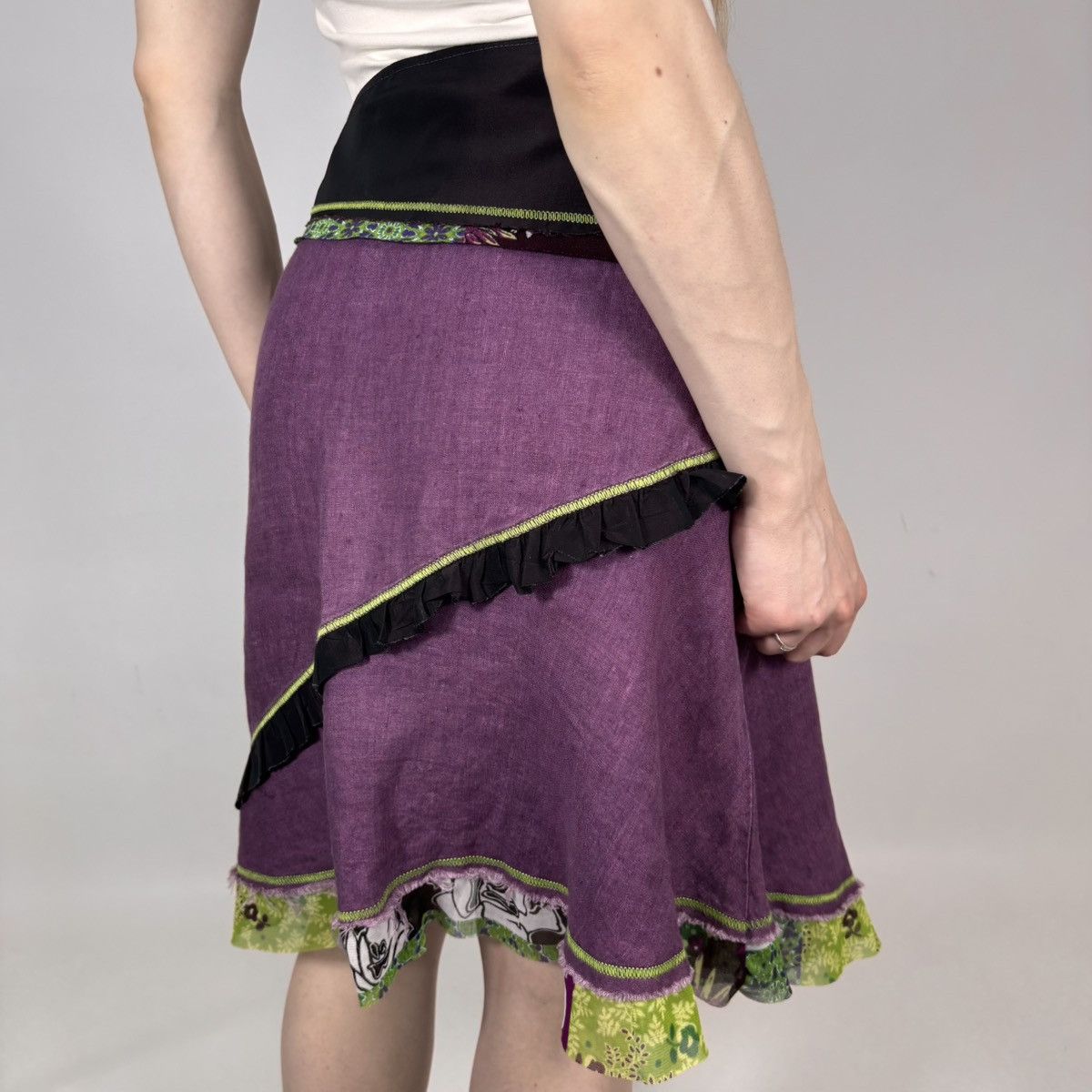 Vintage Vintage 90s Roberto Naldi Linen Retro Style Italy Midi Skirt Size 29" - 2 Thumbnail