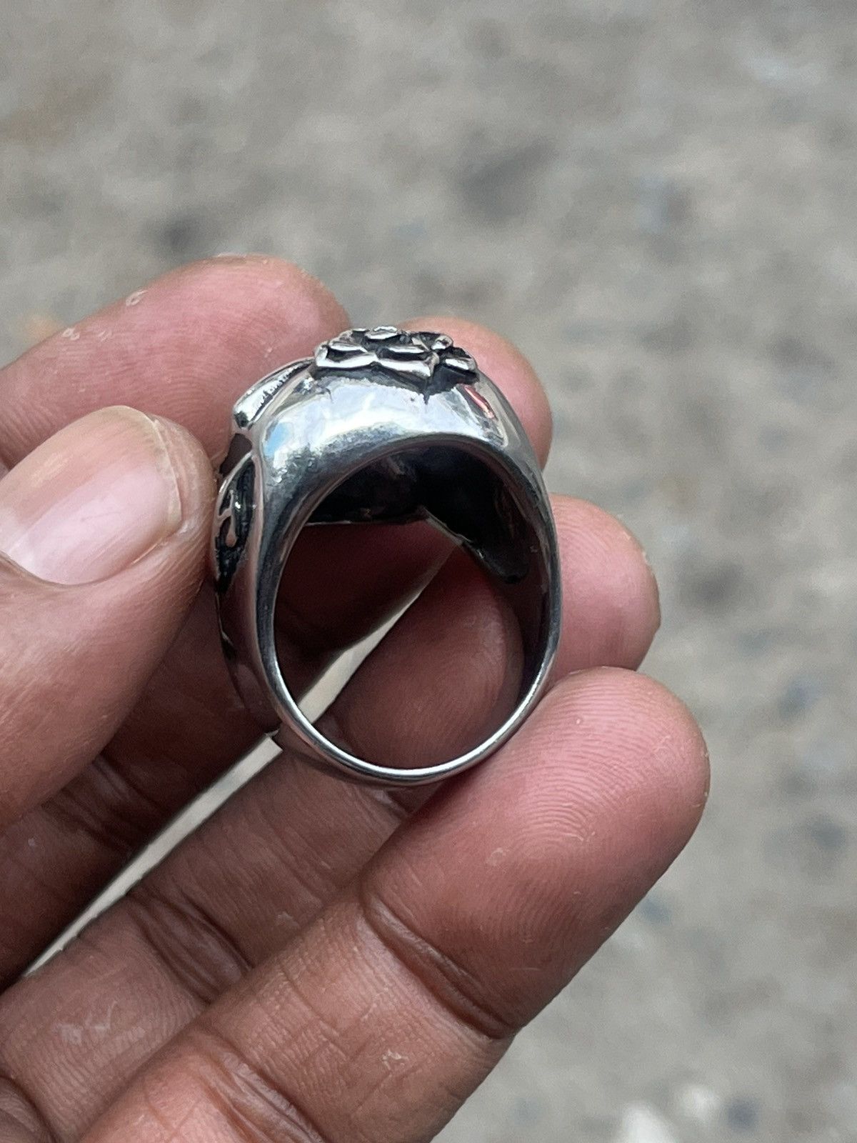 If Six Was Nine Hardcore Punk Skull Rose Ring Chrome Style Size ONE SIZE - 11 Thumbnail