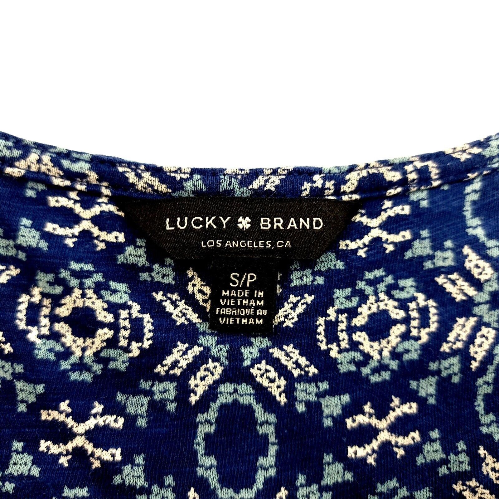 Lucky Brand Lucky Brand Blue Geometric Small V-Neck Blouse Sleeveless Size S / US 4 / IT 40 - 4 Thumbnail