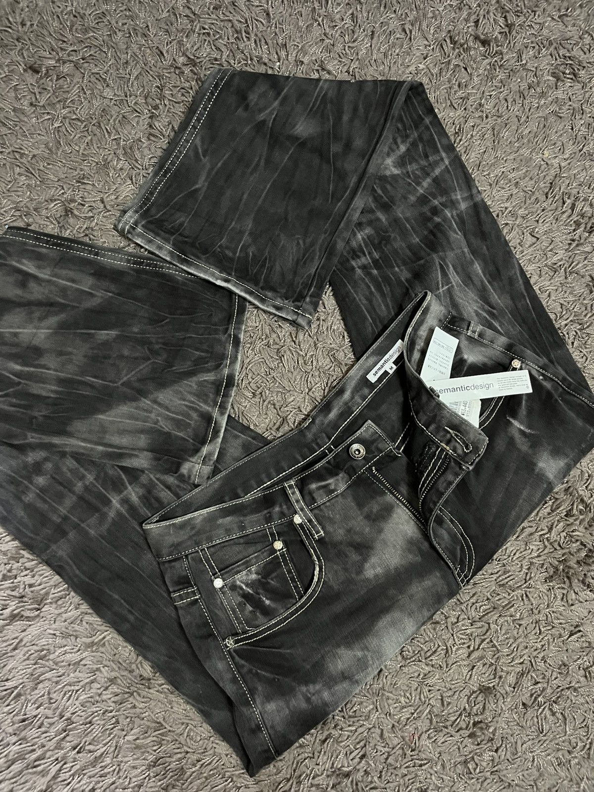 semanticdesign 1990s flared smoked wash stud #I2 Size US 30 / EU 46 - 6 Thumbnail