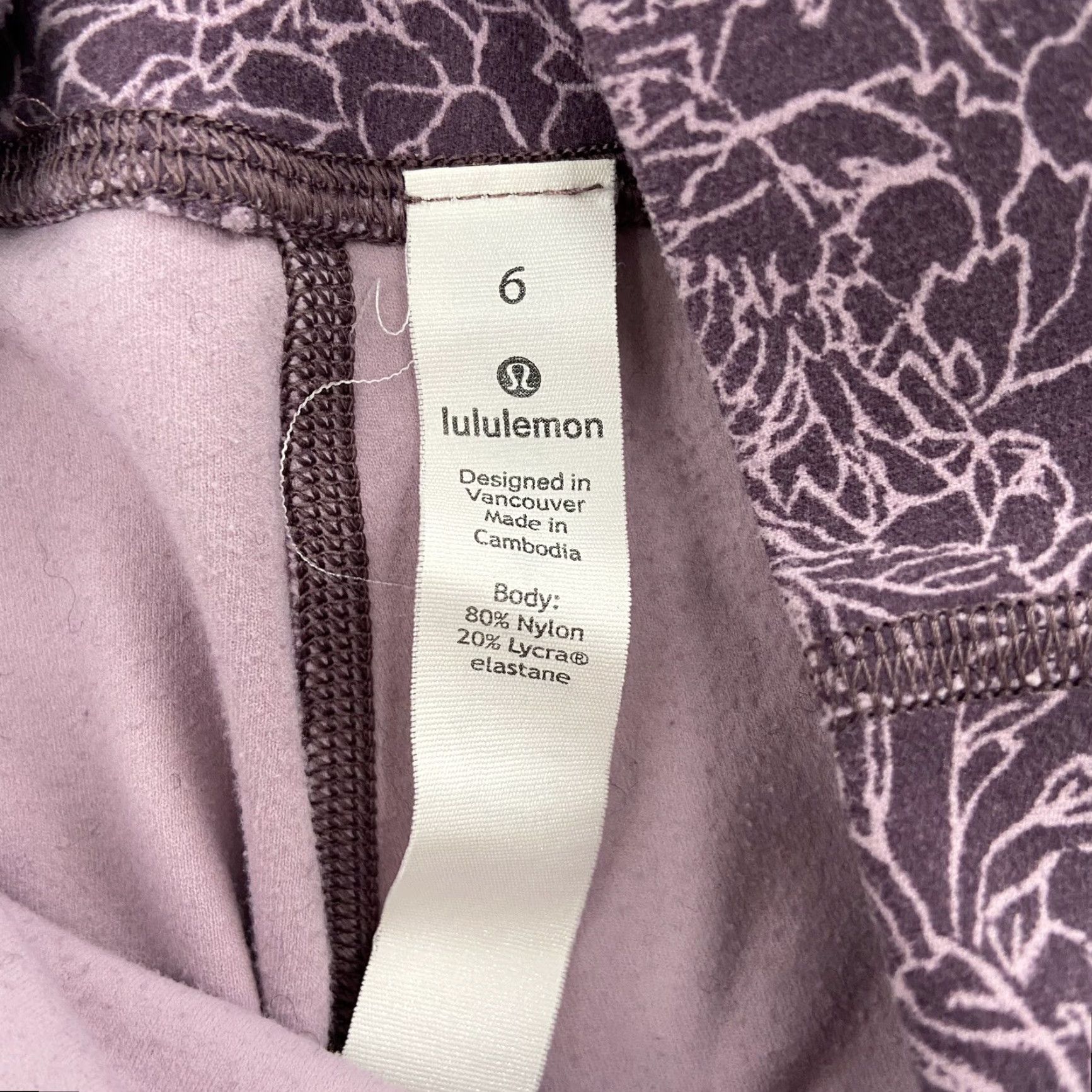 Lululemon Lululemon Womens Crop Leggings All Over Floral Print Purple Size 6 Pull-On Tapered Inseam 20in Activewear Pants Lounge Size 28" / US 6 / IT 42 - 6 Thumbnail