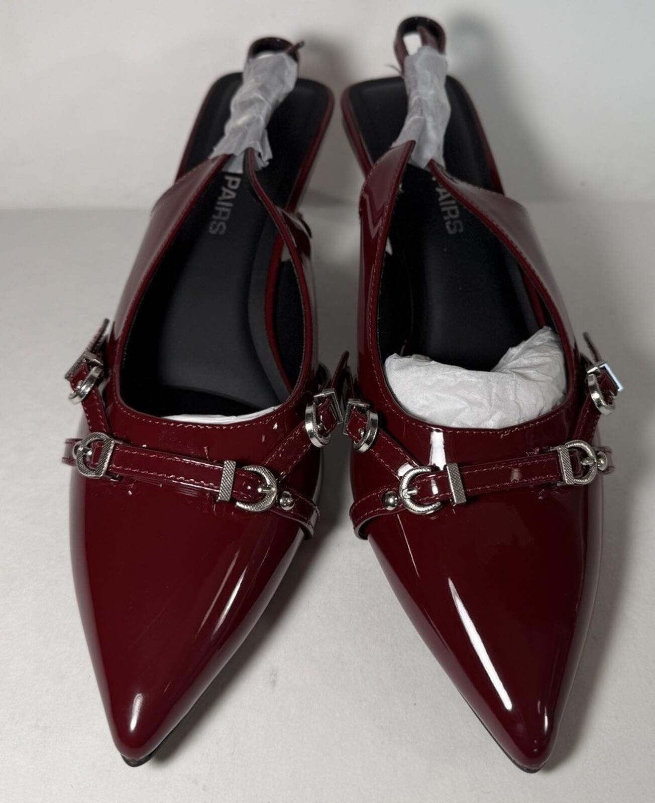 Other DREAM PAIRS Pointed Slingback Heels Pointed Toe Burgundy Size US 7 / IT 37 - 2 Thumbnail