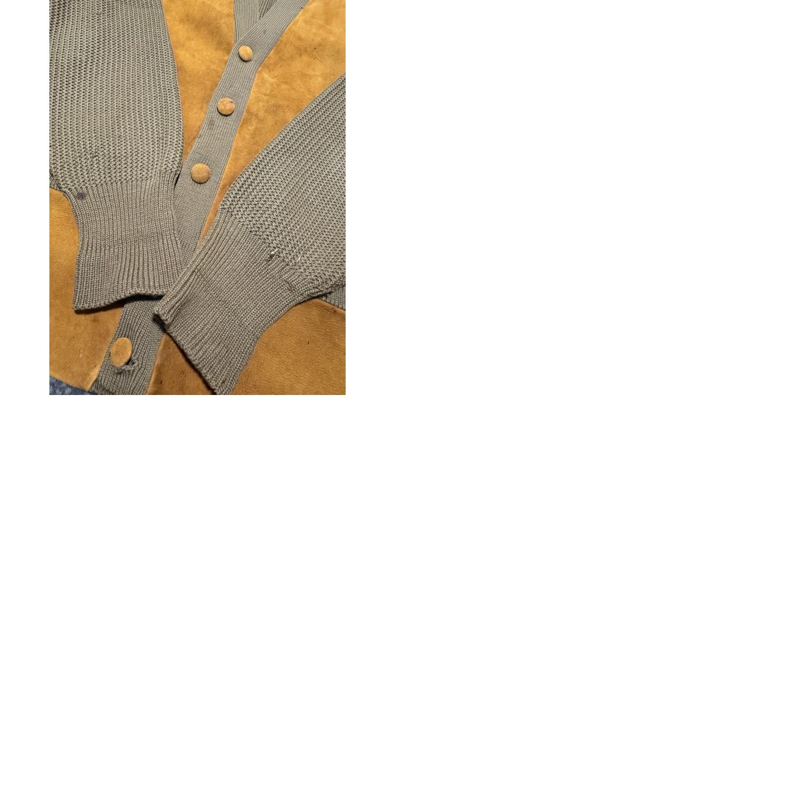 Vintage VINTAGE Wallachs 60's Suede Front Cardigan Sweater 100% Pure Wool Made in England Mens L Brown Knit Size L Size US L / EU 52-54 / 3 - 12 Thumbnail