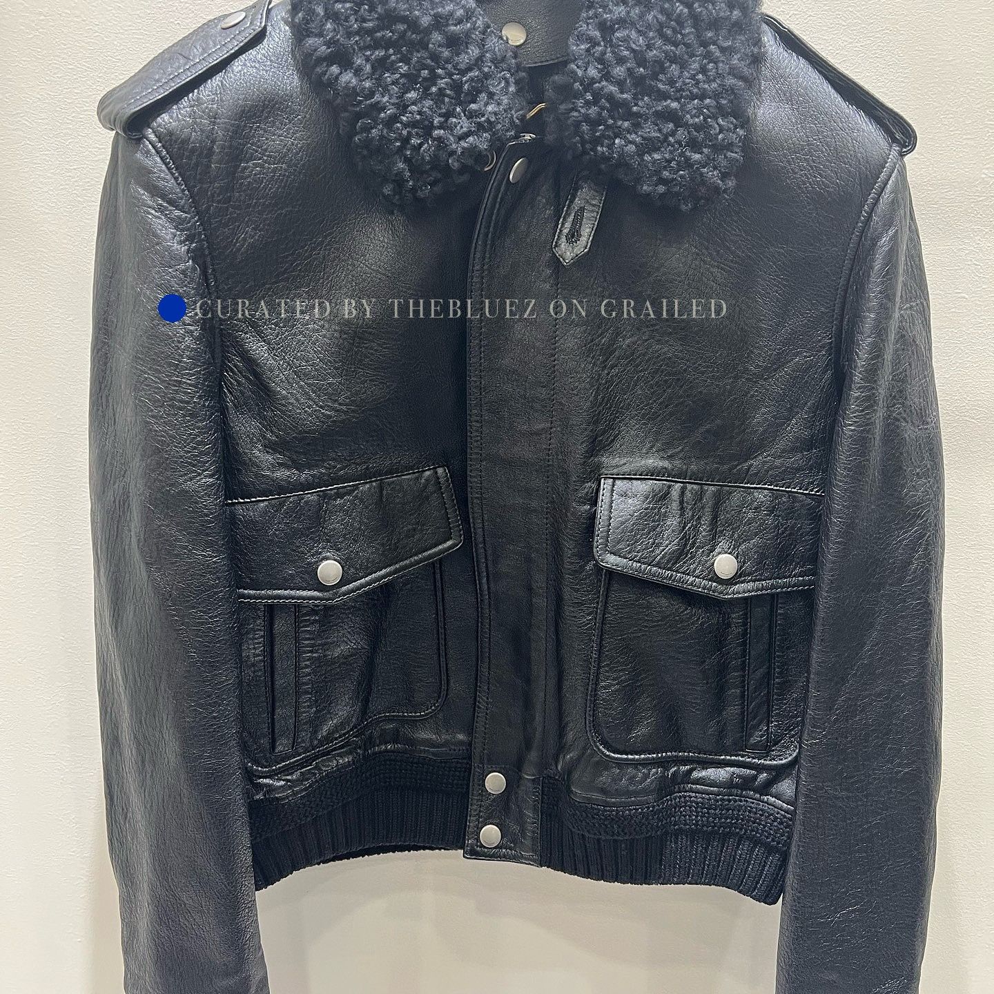 Saint Laurent Paris Black Leather Jacket with Shearling Collar Size US XXS / EU 40 - 1 Thumbnail