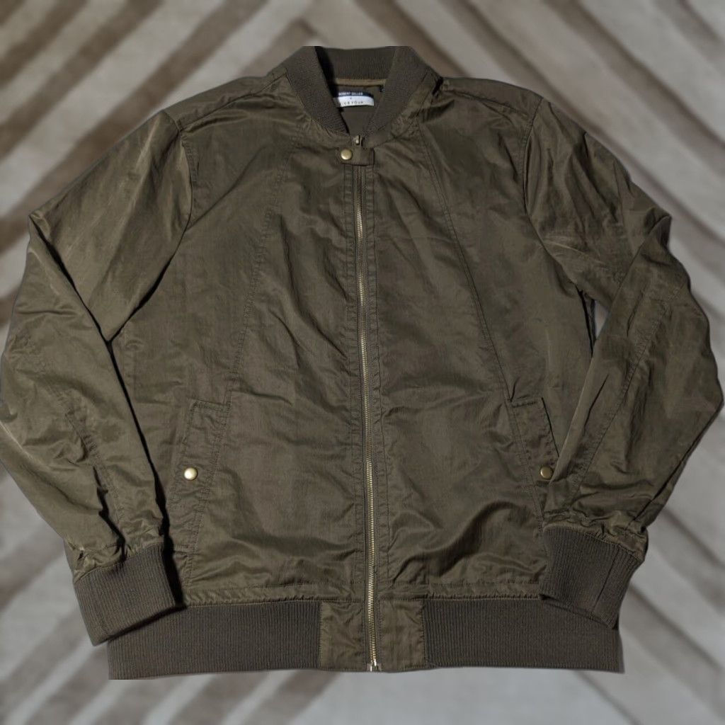 Robert Geller ROBERt GELLER + FIVE FOUR Men Large Brown Nylon Blend Bomber Windbreaker Jacket EUC Size US L / EU 52-54 / 3 - 1 Thumbnail