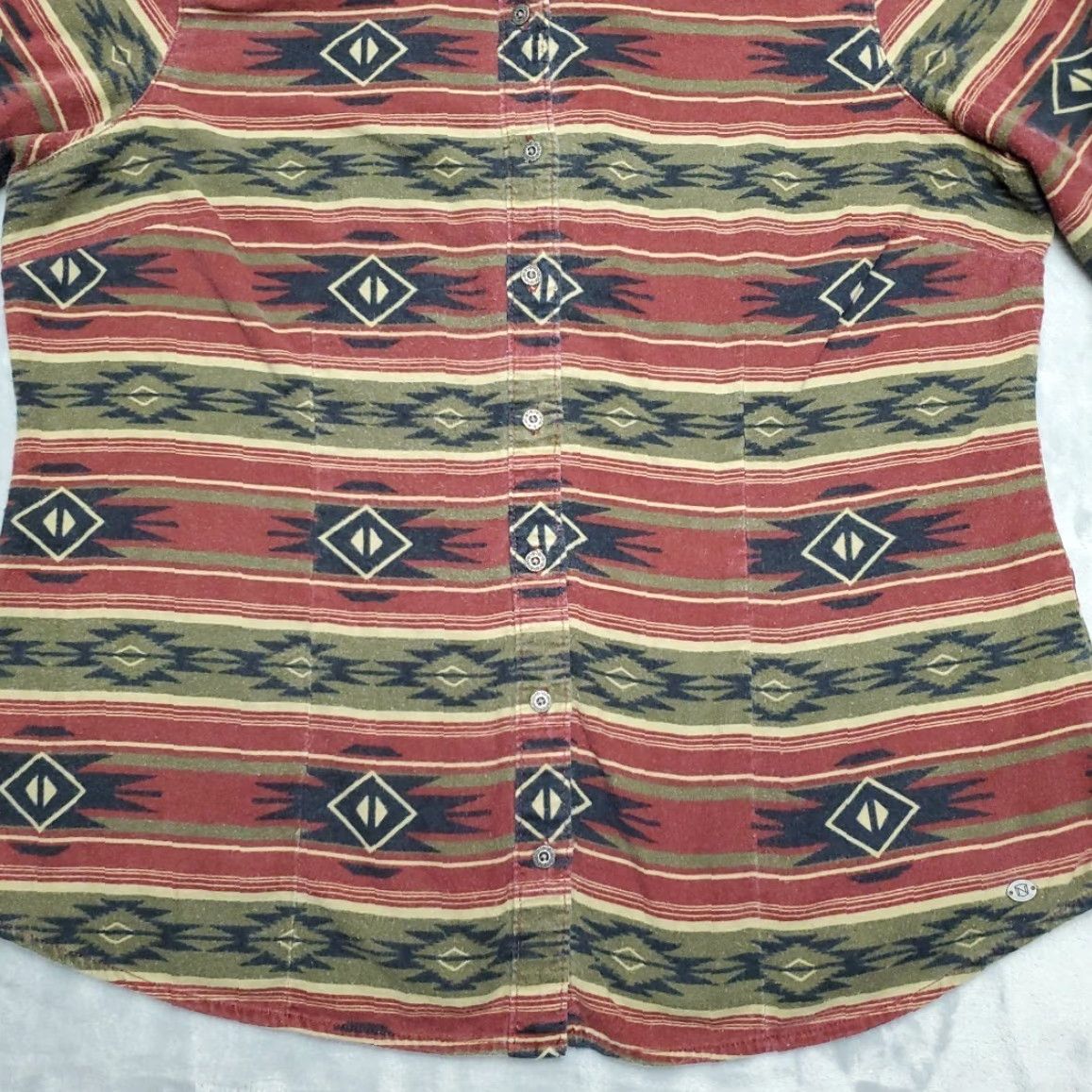 Vintage VINTAGE Flannel Shirt Womens XL Metal Button Aztec Southwestern Cowboy Western Shirt Size XL / US 12-14 / IT 48-50 - 2 Thumbnail