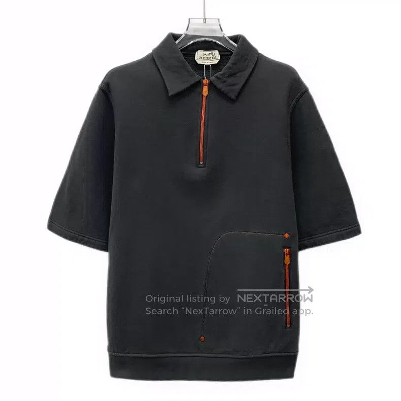 Hermes Hermes Dark Gray Cotton Collared Short-Sleeve Polo Shirt Size S / US 4 / IT 40 - 1 Thumbnail