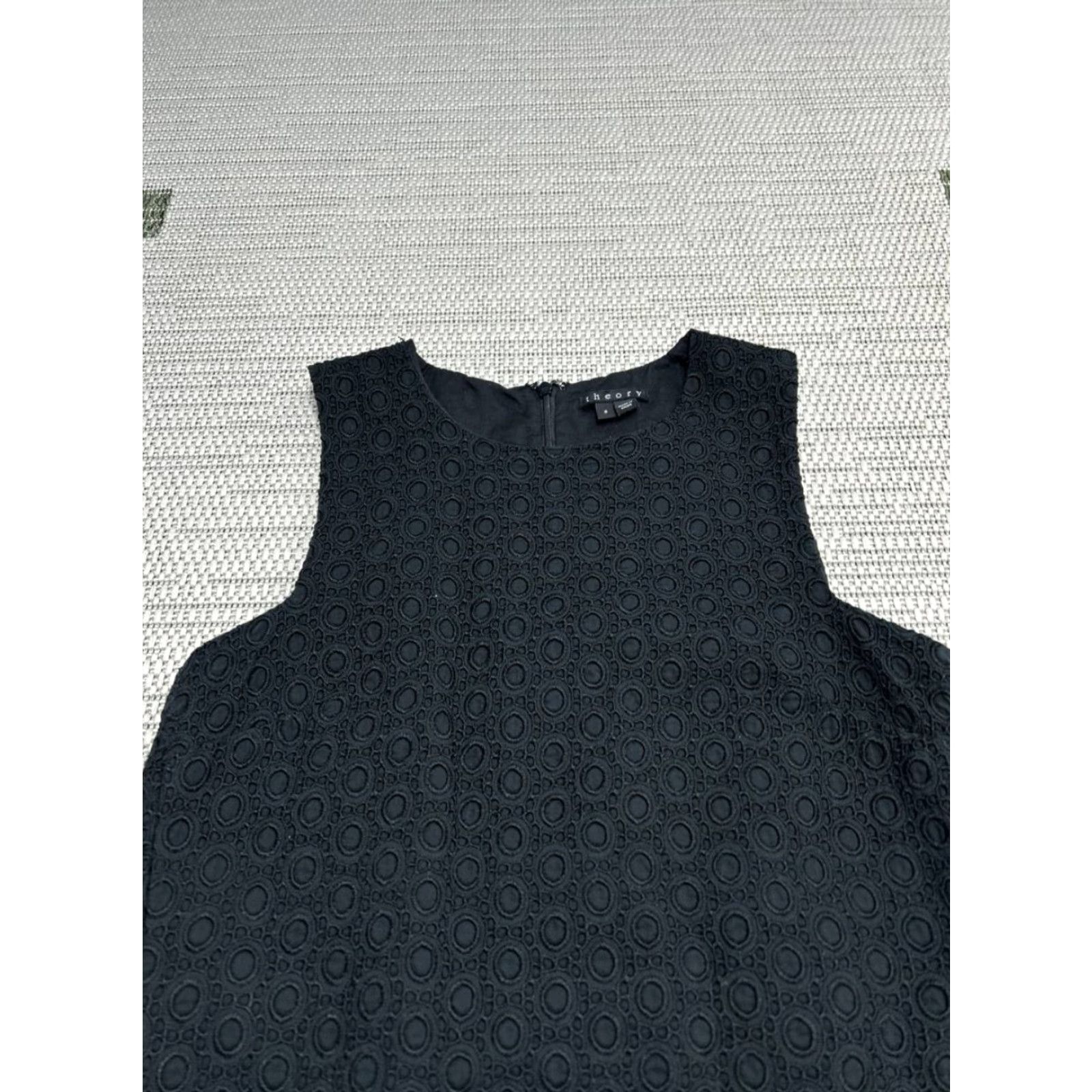 Theory Theory Shirt Womens 6 Black Cotton Lace Gwideen Eyelet Zip Back Shift Dress Size M / US 6-8 / IT 42-44 - 3 Thumbnail