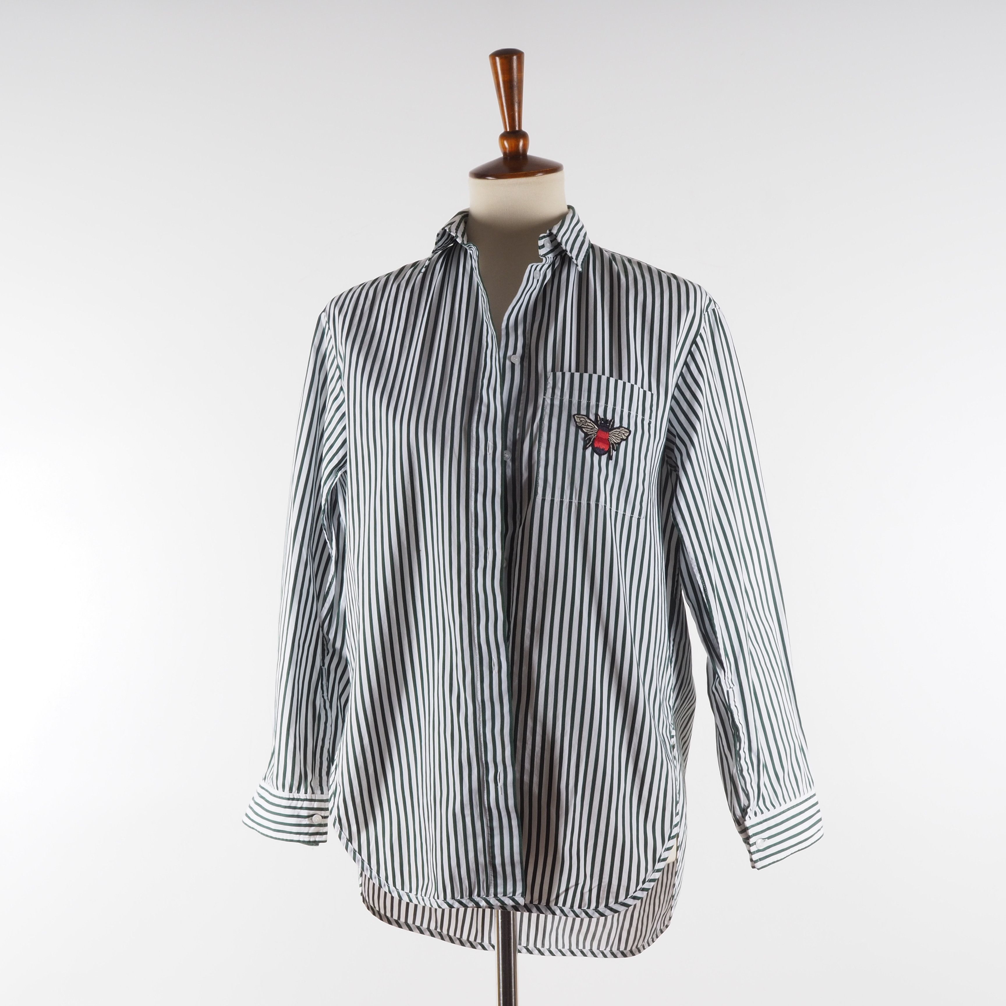 Maje Maje Paris Women's Green White Stripe Cotton Blouse Shirt Size S / US 4 / IT 40 - 5 Thumbnail