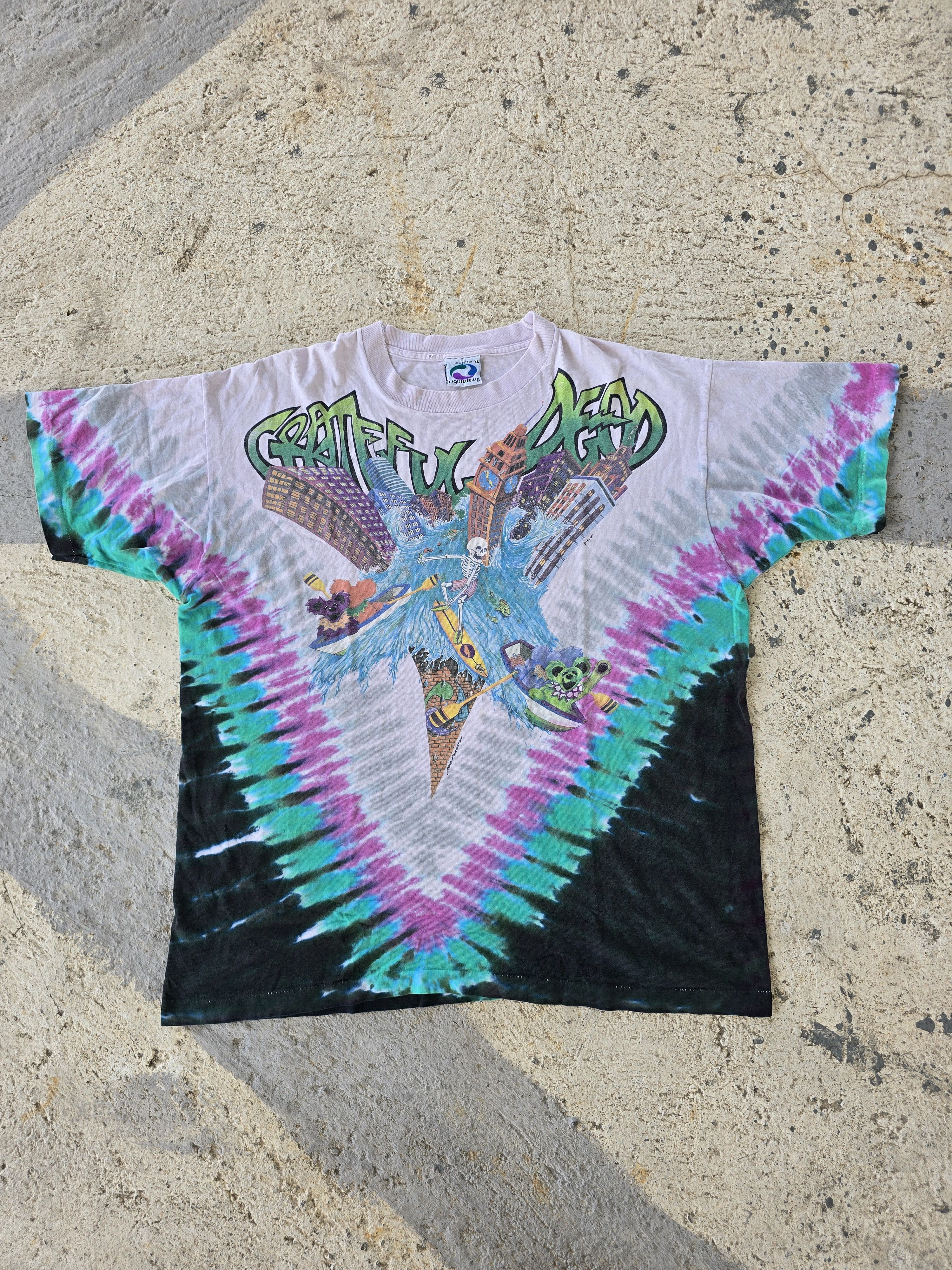 Grateful Dead Vintage 1992 Grateful Dead Chicago Soldier Field Tie Dye Tee Size US XL / EU 56 / 4 - 1 Thumbnail