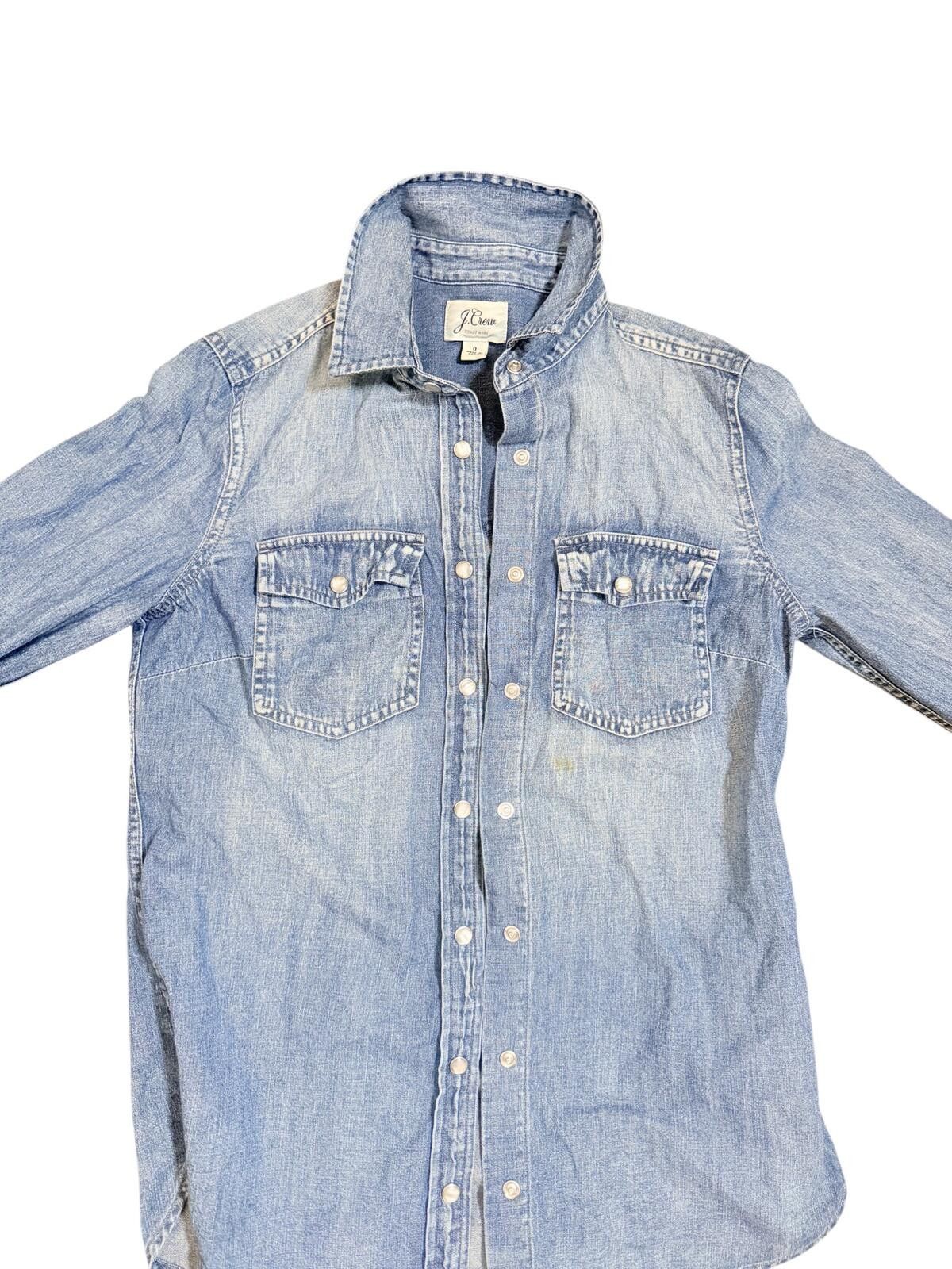 J.Crew J.Crew Embroidered Chambray Western Shirt Size 0 Women's XS Size XS / US 0-2 / IT 36-38 - 1 Thumbnail