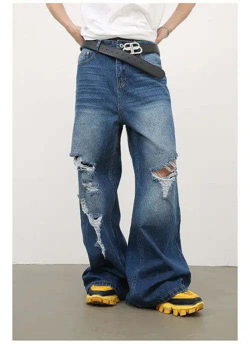 VIBE Vintage washed straight-leg ripped jeans Size US 32 / EU 48 - 2 Thumbnail