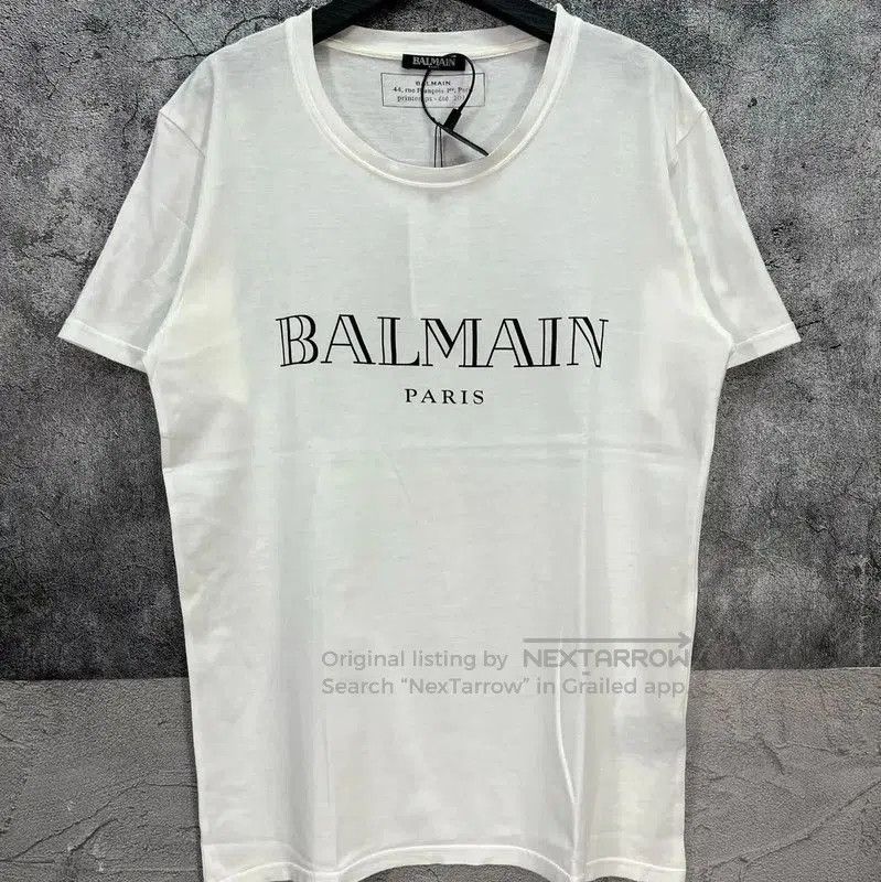 Balmain Balmain White Logo Cotton T-Shirt for Men . Size US M / EU 48-50 / 2 - 1 Thumbnail