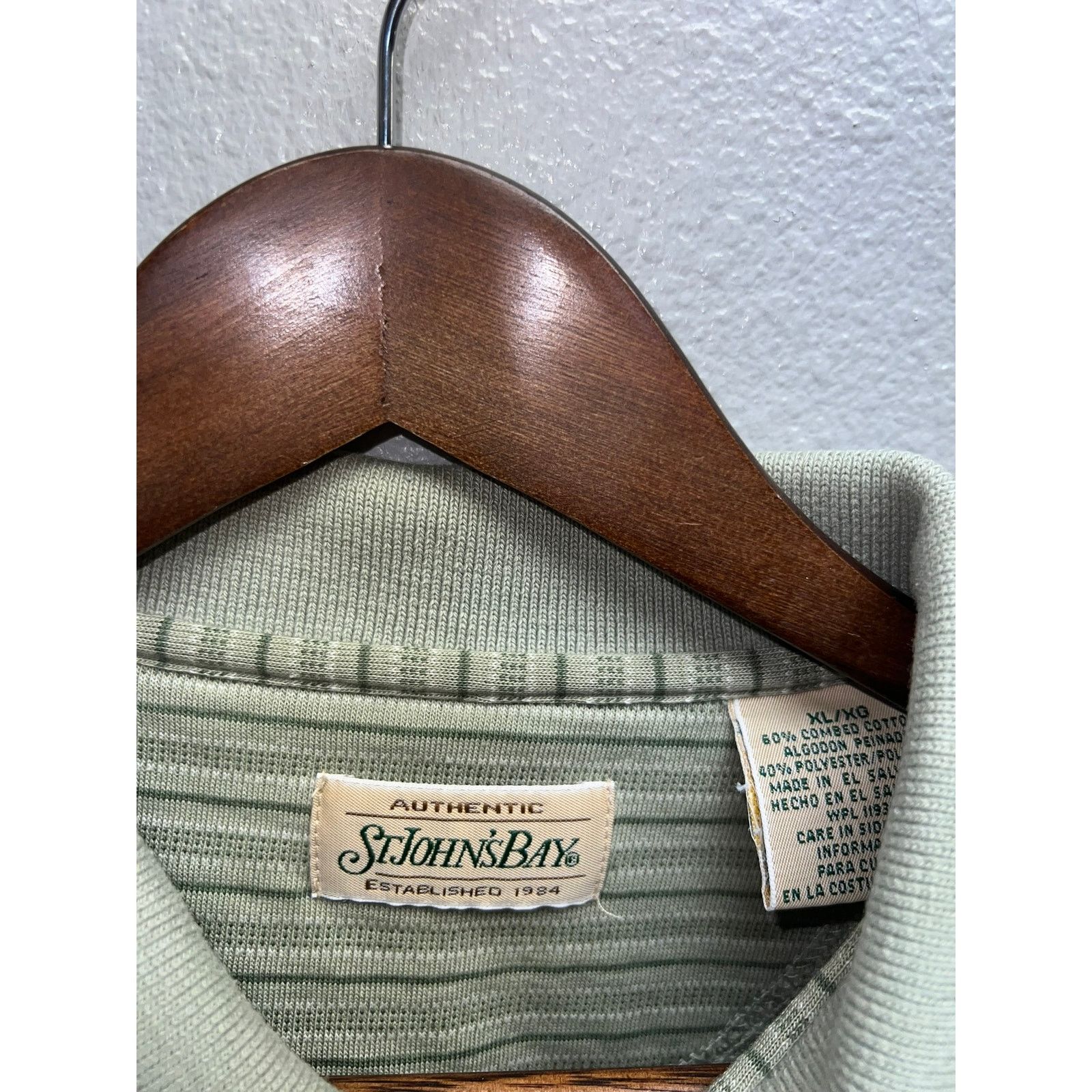St. Johns Bay St. John's Bay Green Polo Shirt Combed Cotton Striped XL Size US XL / EU 56 / 4 - 6 Thumbnail