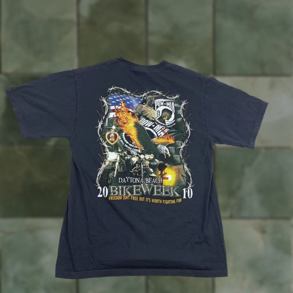 Fruit Of The Loom VINTAGE Dayton Beach Bike Week T Shirt Men Adult Medium Blue 2010 Biker Motorcycle American Shirt M Blue Motorcycle American Mens Size US M / EU 48-50 / 2 - 1 Thumbnail